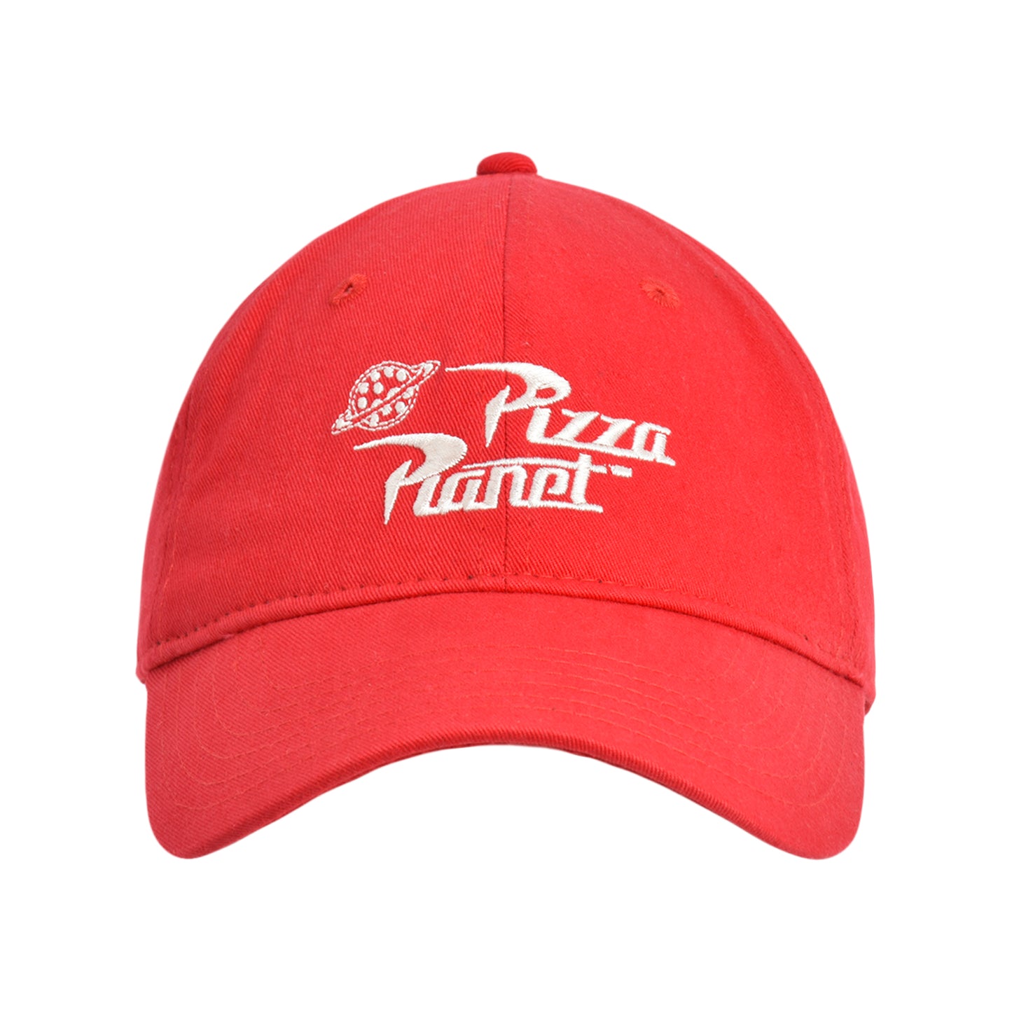 Concept One Mens Disney Pixar Toy Story Dad Hat, Pizza Planet Delivery Cotton Adjustable With Curved Brim Baseball Cap, Red
