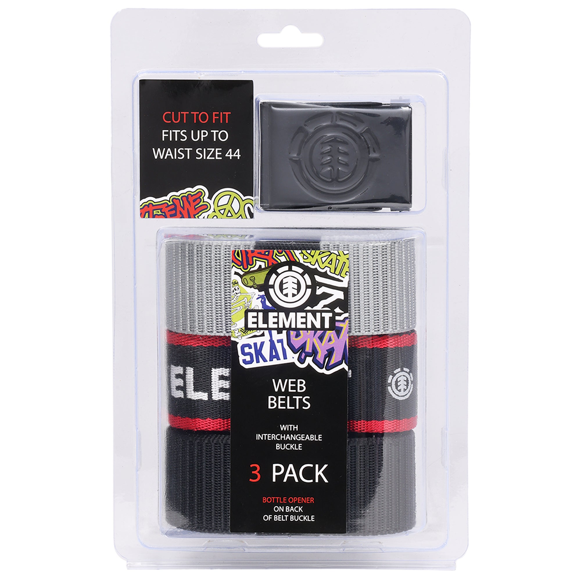 Element EIMS0001 Beyond 2.0 + Logo Web Belts 3-Pack – Interchangeable Buckle | Cut-To-Fit