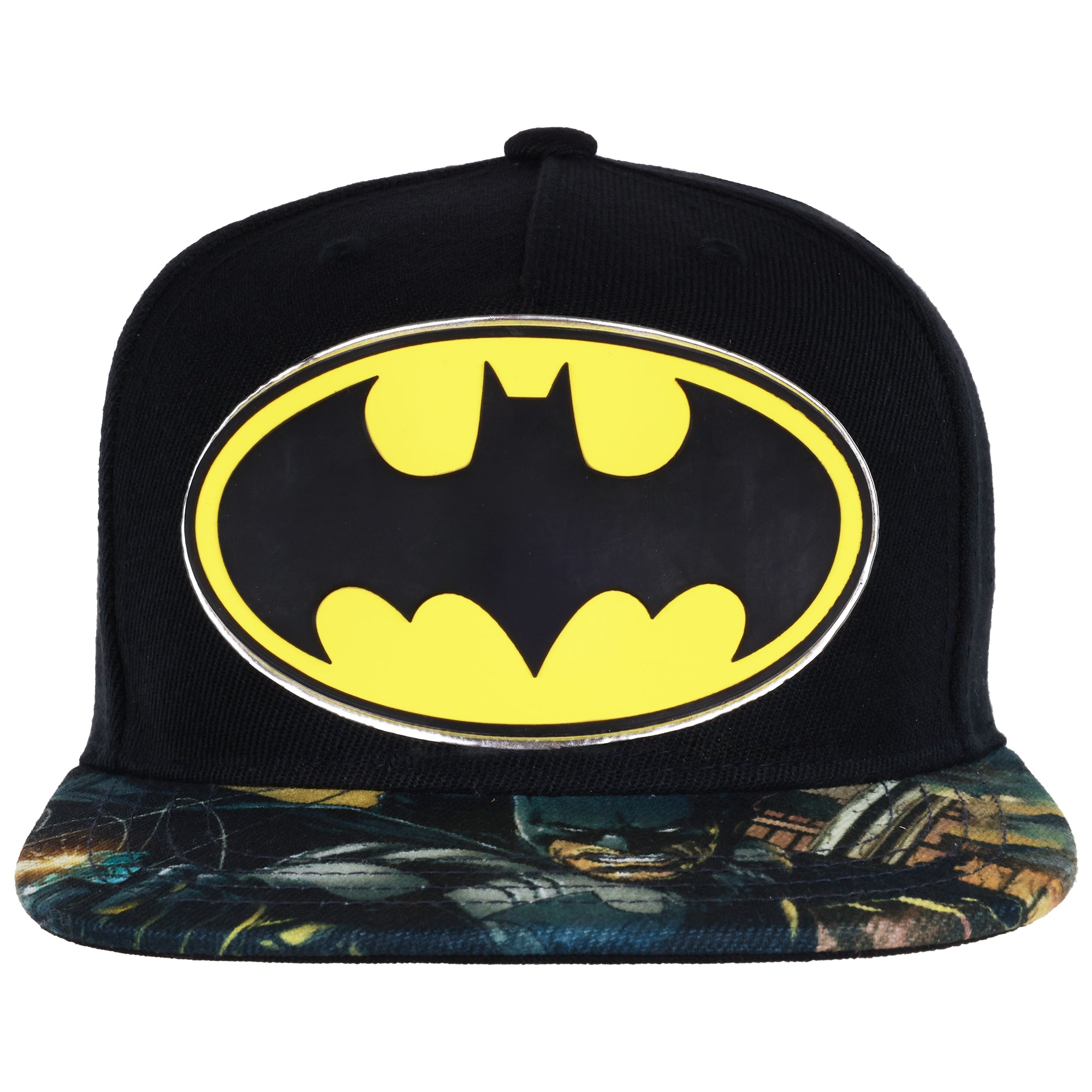 Batman Logo Snapback Hat – Flat Brim Cap with 3D Front Emblem & Graphic Undervisor