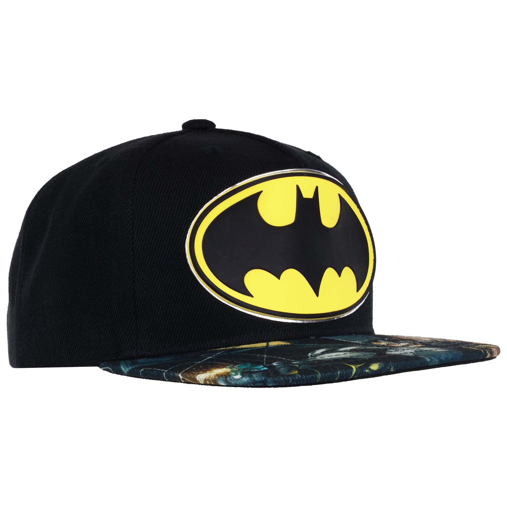 Batman Logo Snapback Hat – Flat Brim Cap with 3D Front Emblem & Graphic Undervisor