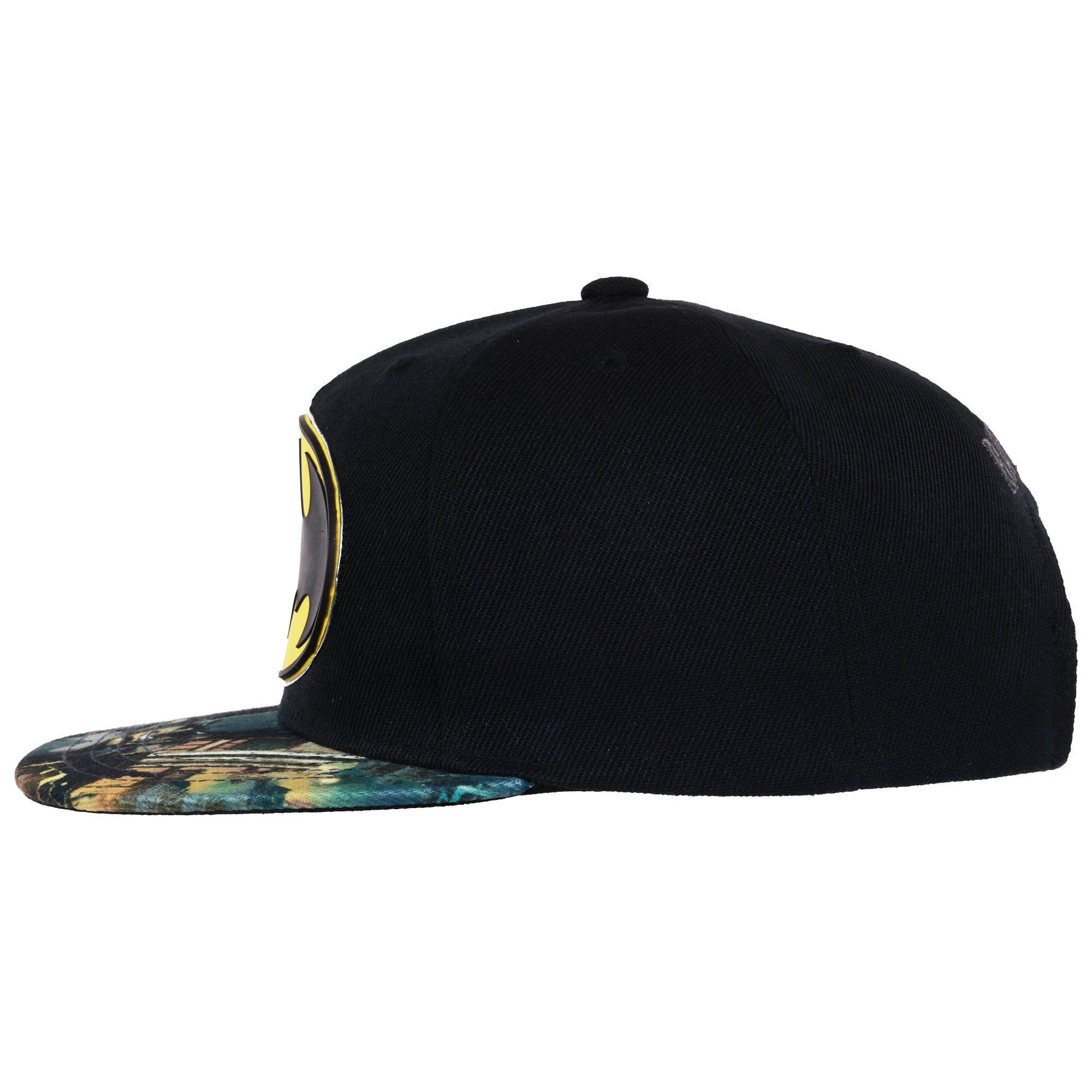 Batman Logo Snapback Hat – Flat Brim Cap with 3D Front Emblem & Graphic Undervisor