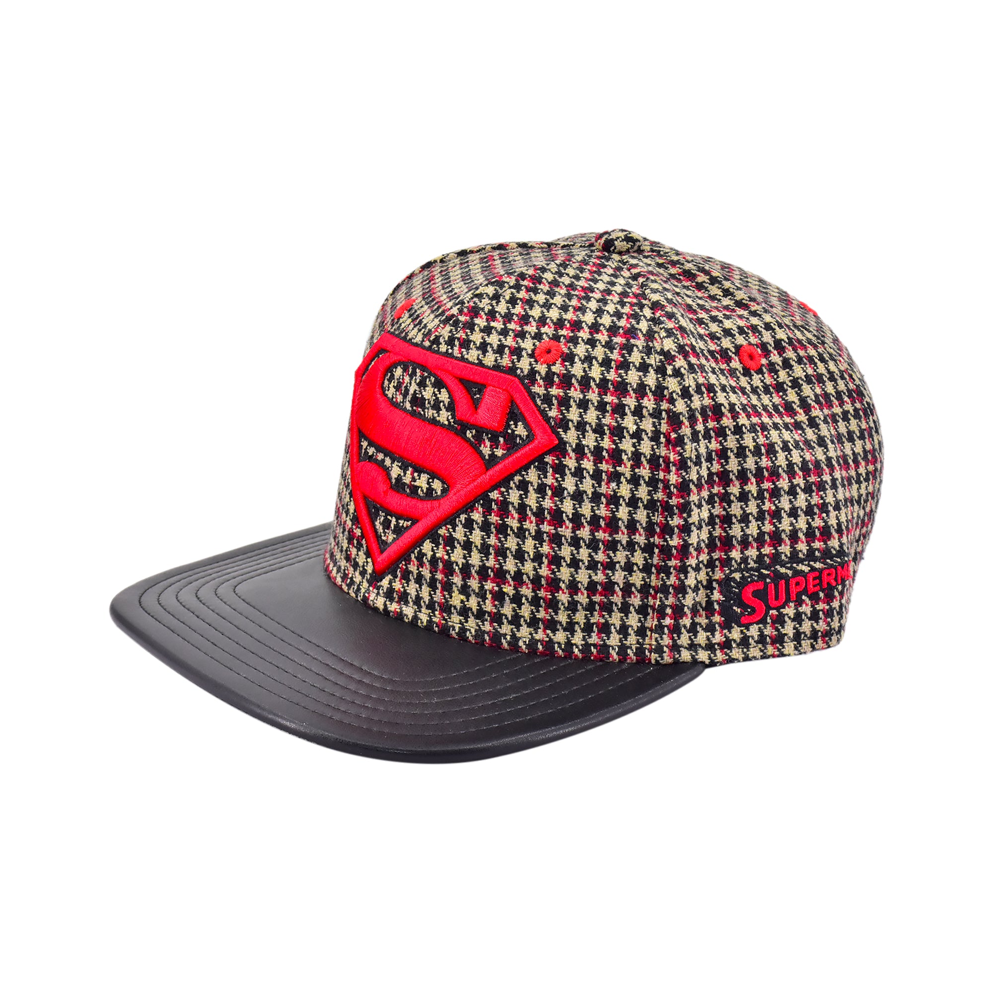 DC Comics Superman Plaid Snapback Hat – Embroidered Logo Flat Brim Cap