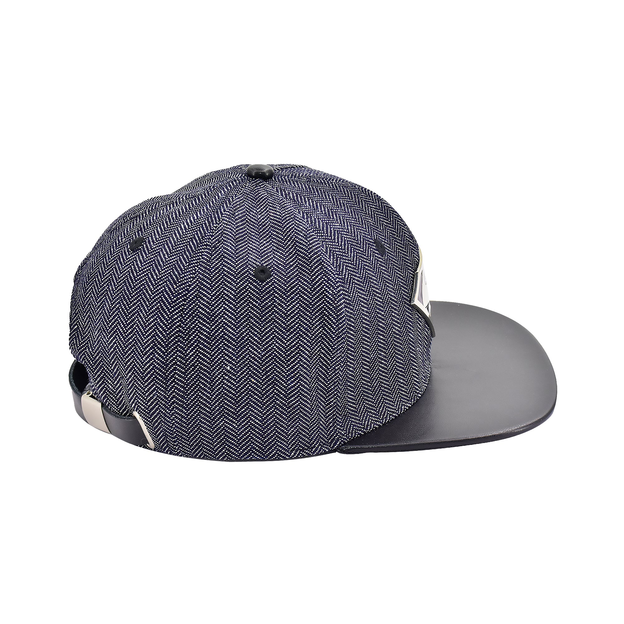 DC Comics Superman Metal Logo Herringbone Snapback Hat with Faux Leather Brim
