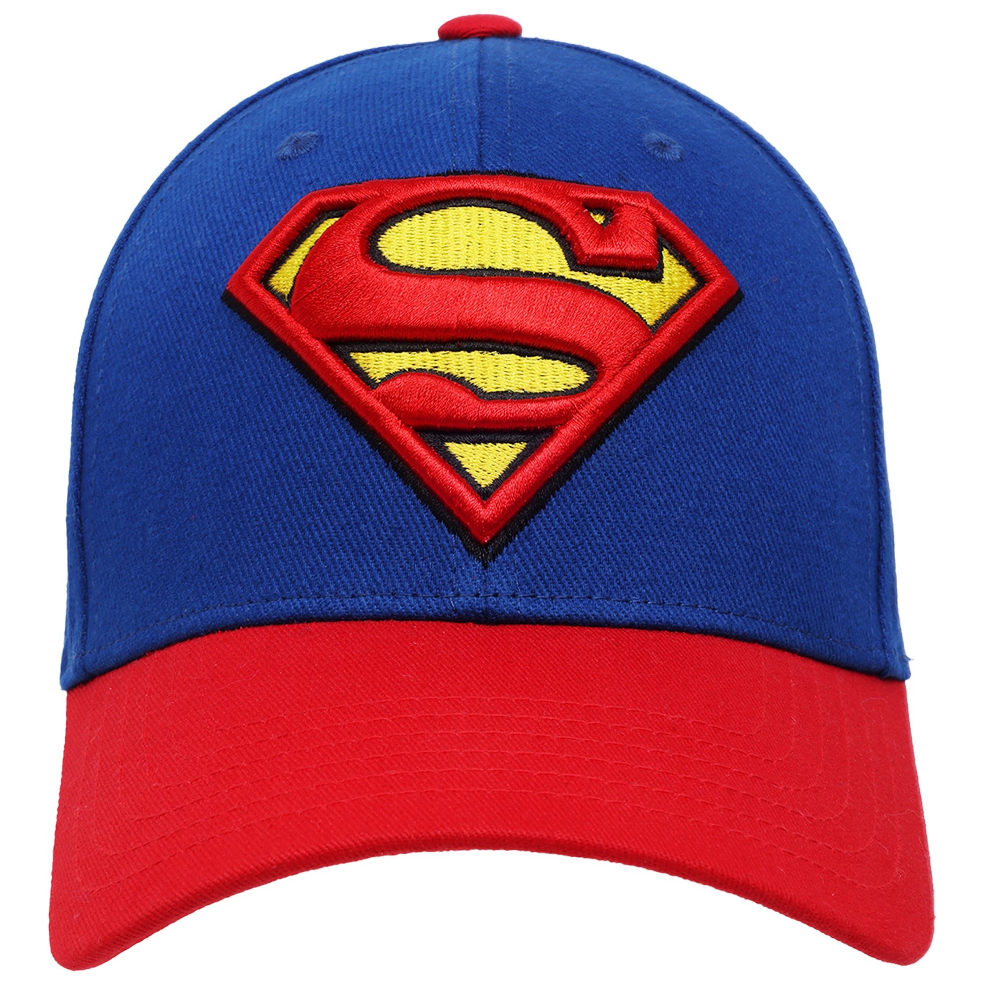 DC Comics Superman Baseball Cap, Adult Adjustable Snapback Hat with Flat Brim for Men and Women, Embroidered Logo, Navy, One Size