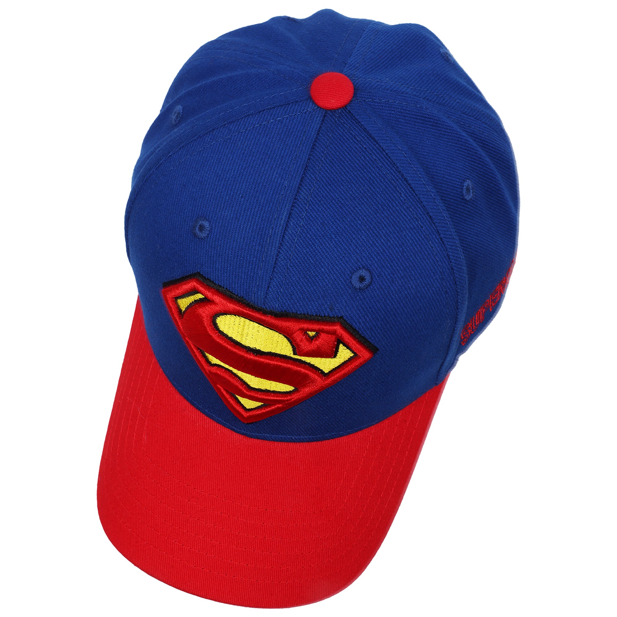 DC Comics Superman Baseball Cap, Adult Adjustable Snapback Hat with Flat Brim for Men and Women, Embroidered Logo, Navy, One Size