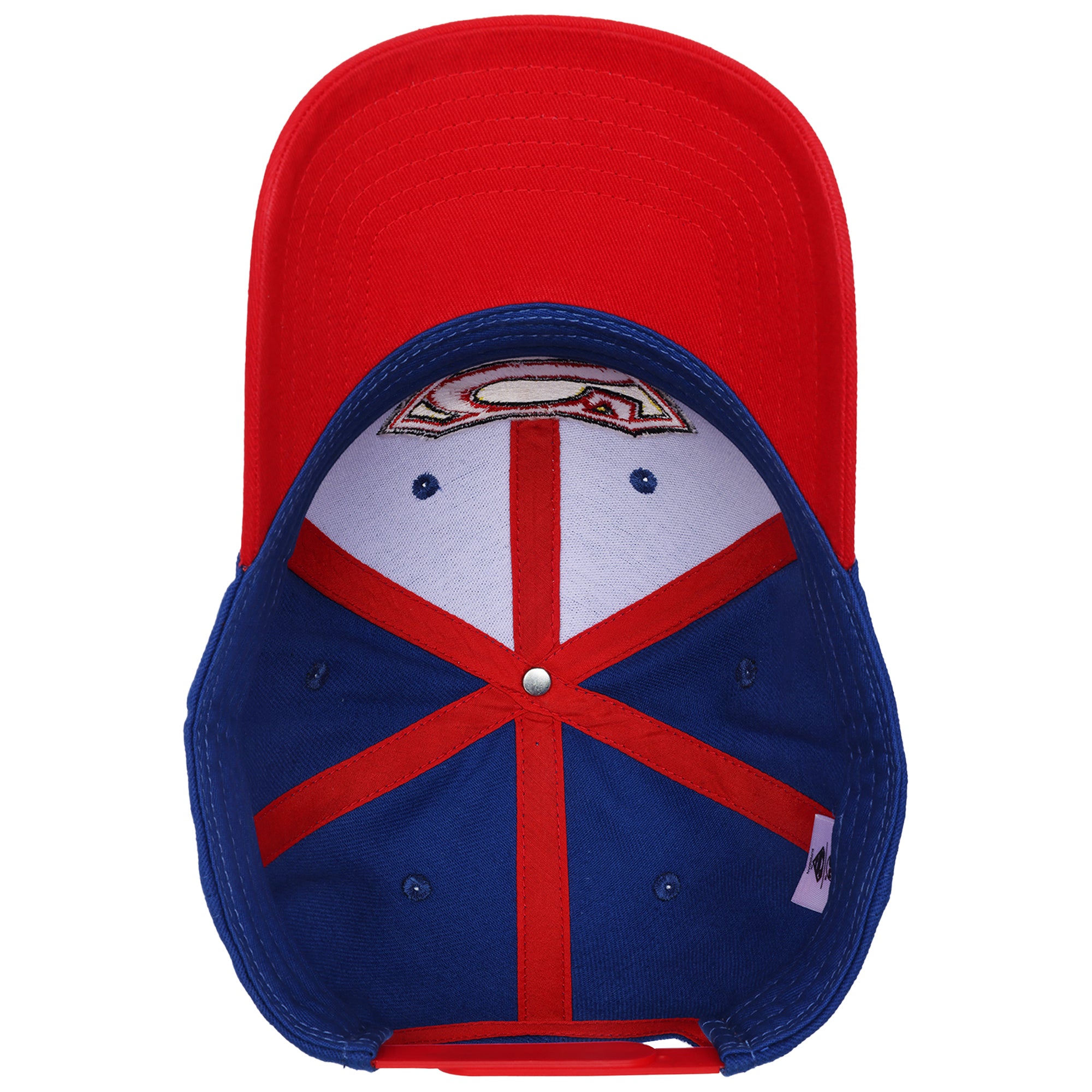 DC Comics Superman Baseball Cap, Adult Adjustable Snapback Hat with Flat Brim for Men and Women, Embroidered Logo, Navy, One Size