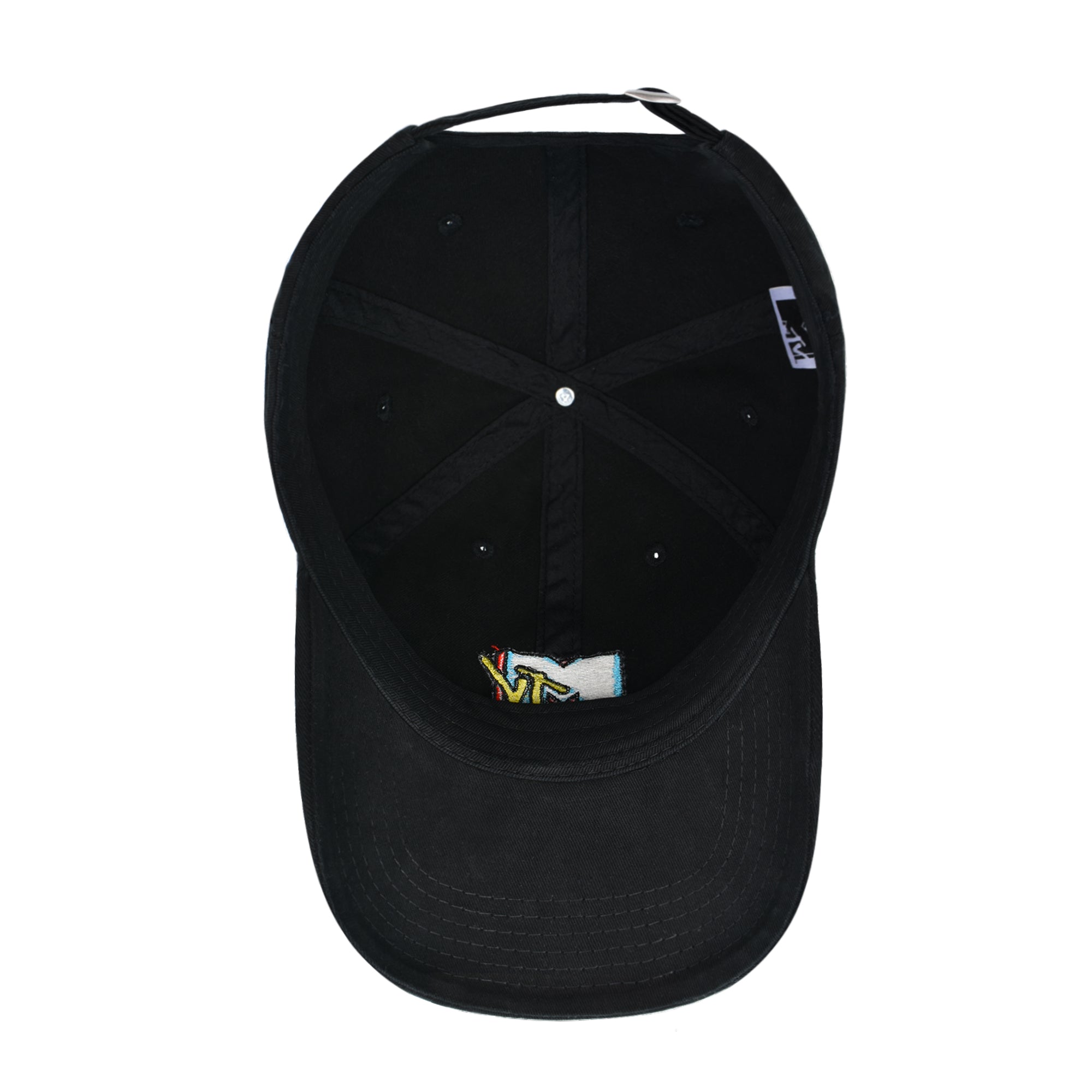 MTV Throwback Style Embroidered Logo Cotton Adjustable Baseball Cap with Curved Brim, Black, One Size