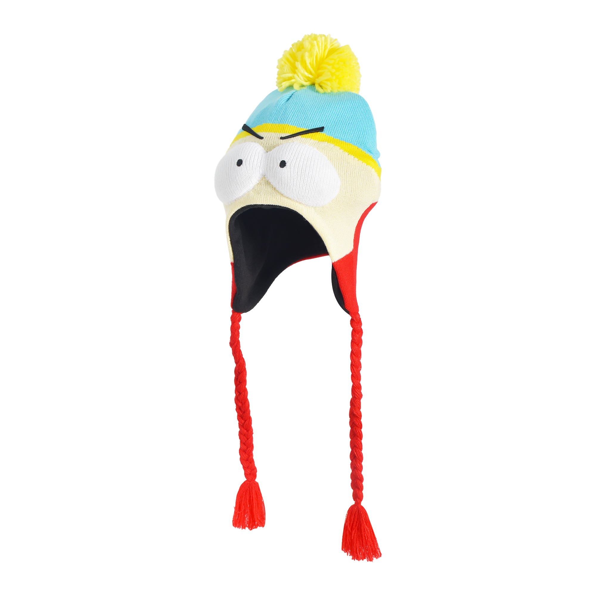 Concept One South Park Beanie Hat, Eric Cartman Peruvian Winter Knit Cap with Pom and Tassels
