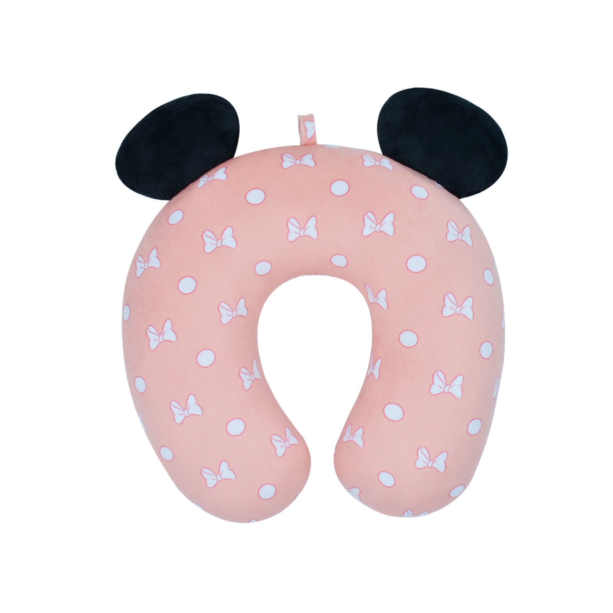 Disney Minnie Mouse Travel Pillow Bows and Polka Dots Portable Neck Pillow, Pink