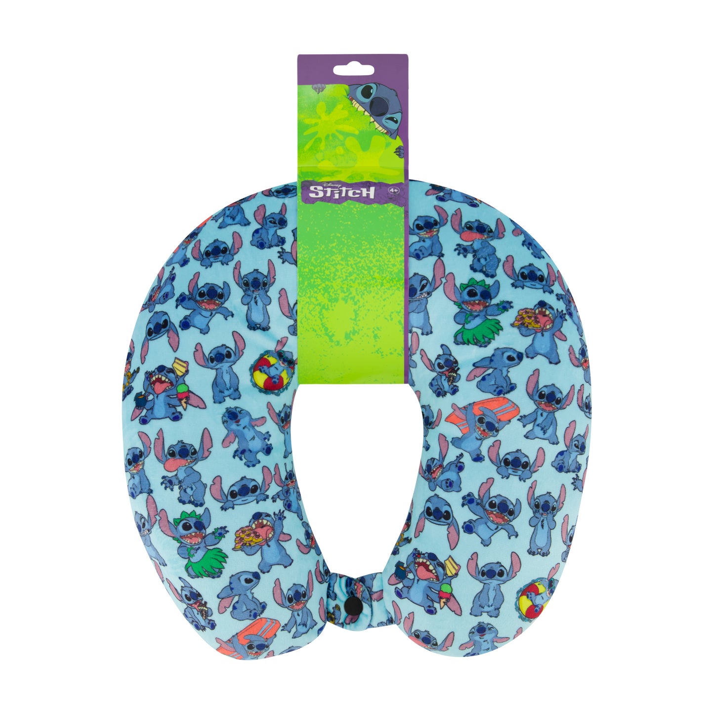 Disney Stitch Kids Travel Neck Pillow for Airplane, Car and Office Comfortable and Breathable, Blue
