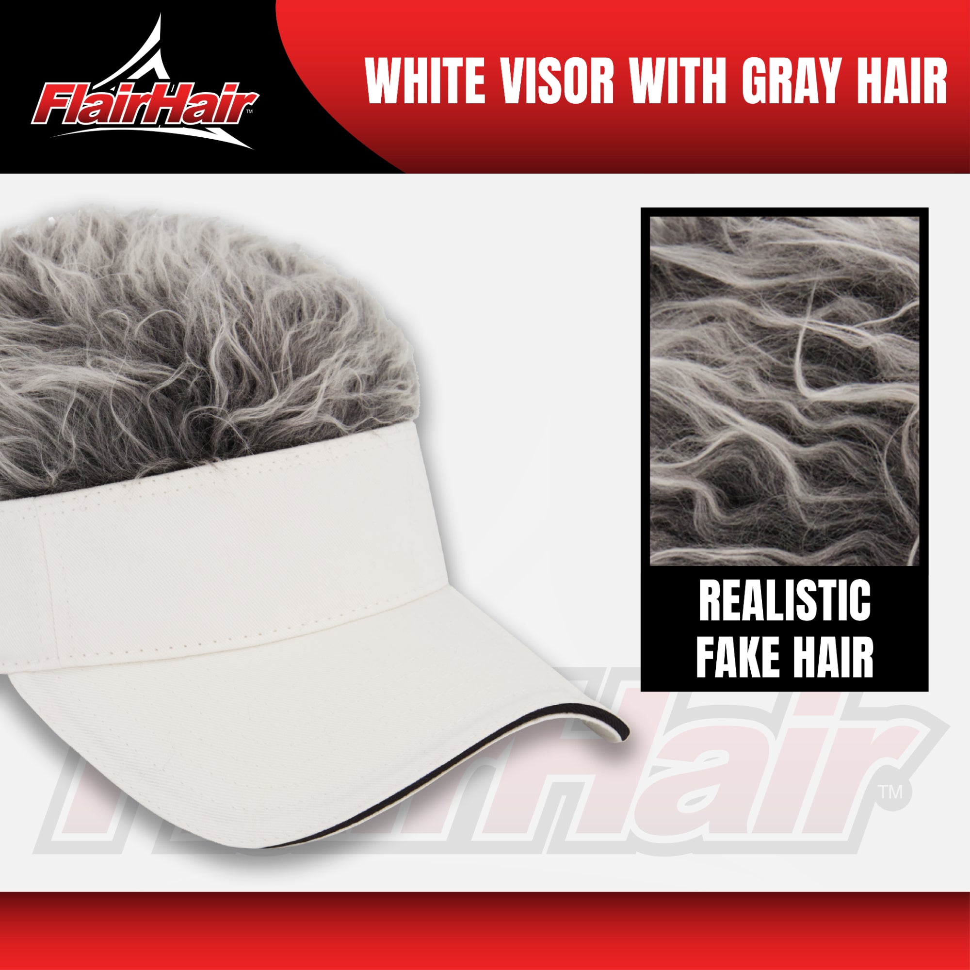 Flair Hair Women's Sun Visor Cap with Fake Hair, Adjustable Baseball Hat