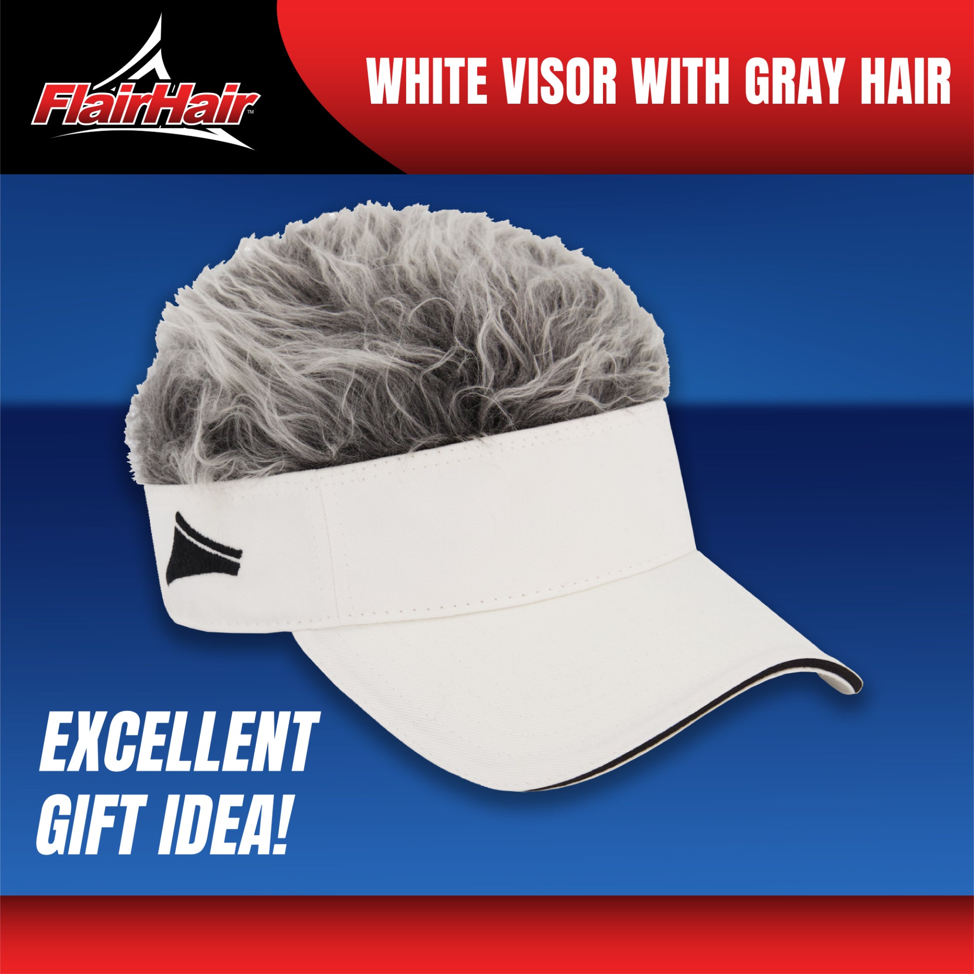 Flair Hair Women's Sun Visor Cap with Fake Hair, Adjustable Baseball Hat