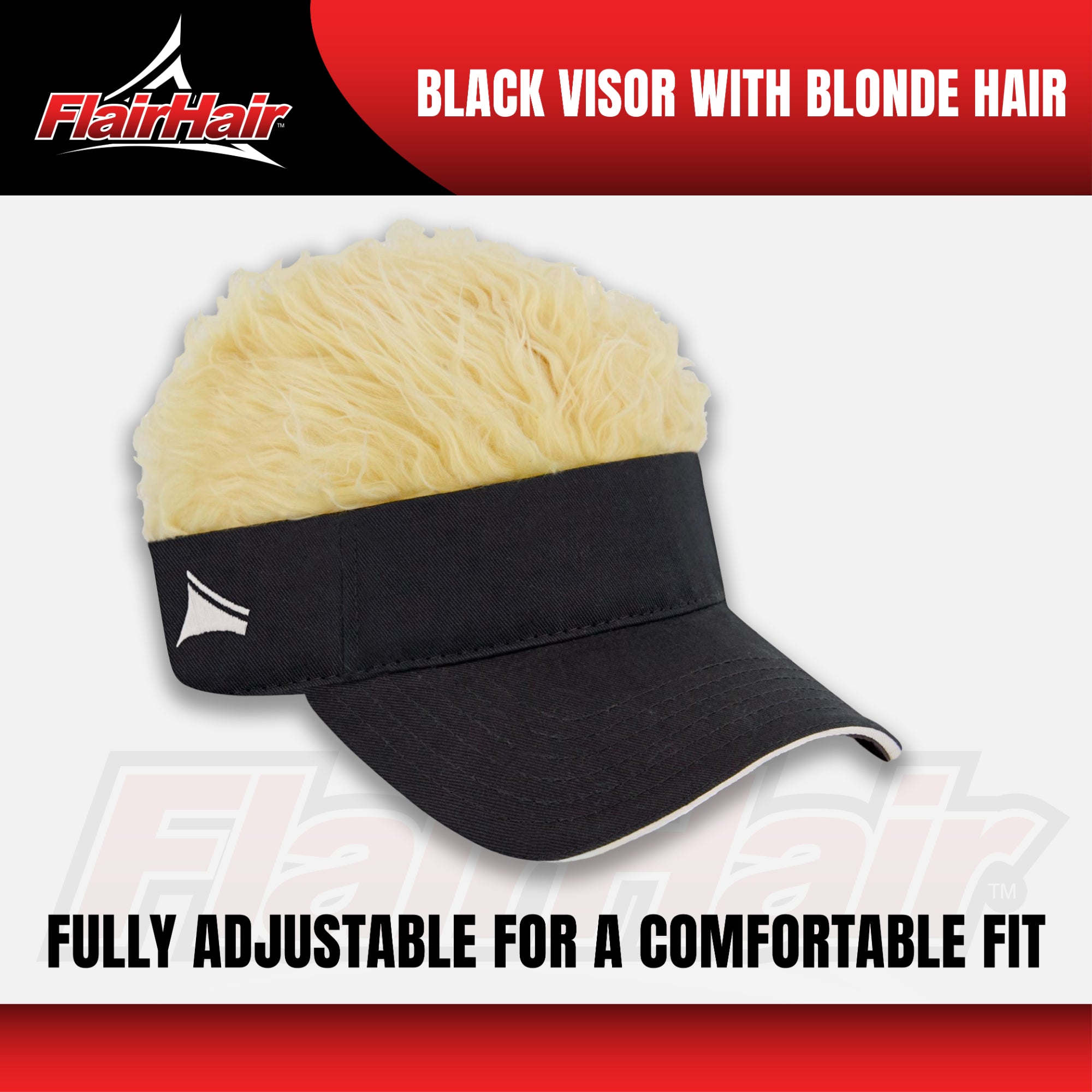 Flair Hair Women's Sun Visor Cap with Fake Hair, Adjustable Baseball Hat
