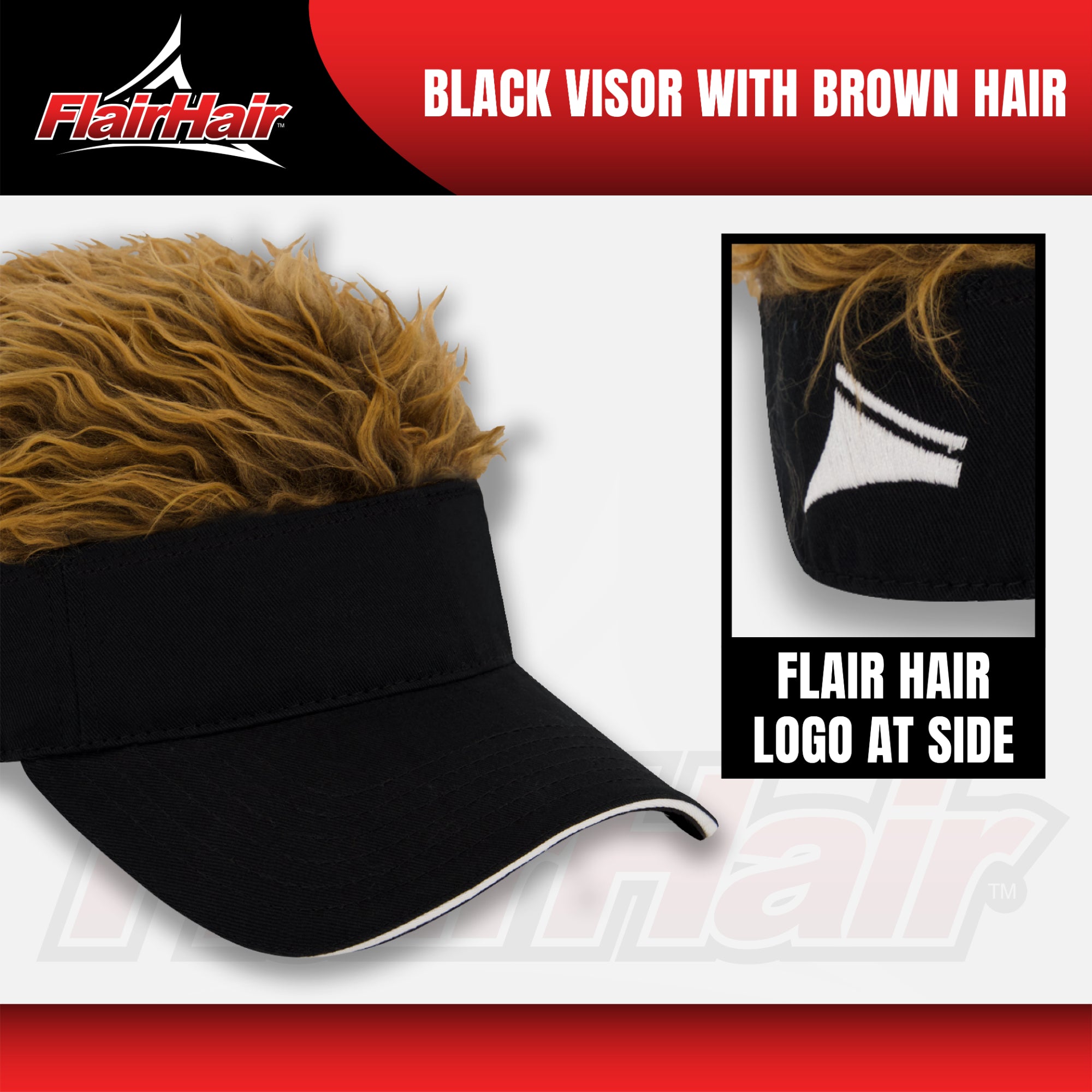 Flair Hair Women's Sun Visor Cap with Fake Hair, Adjustable Baseball Hat