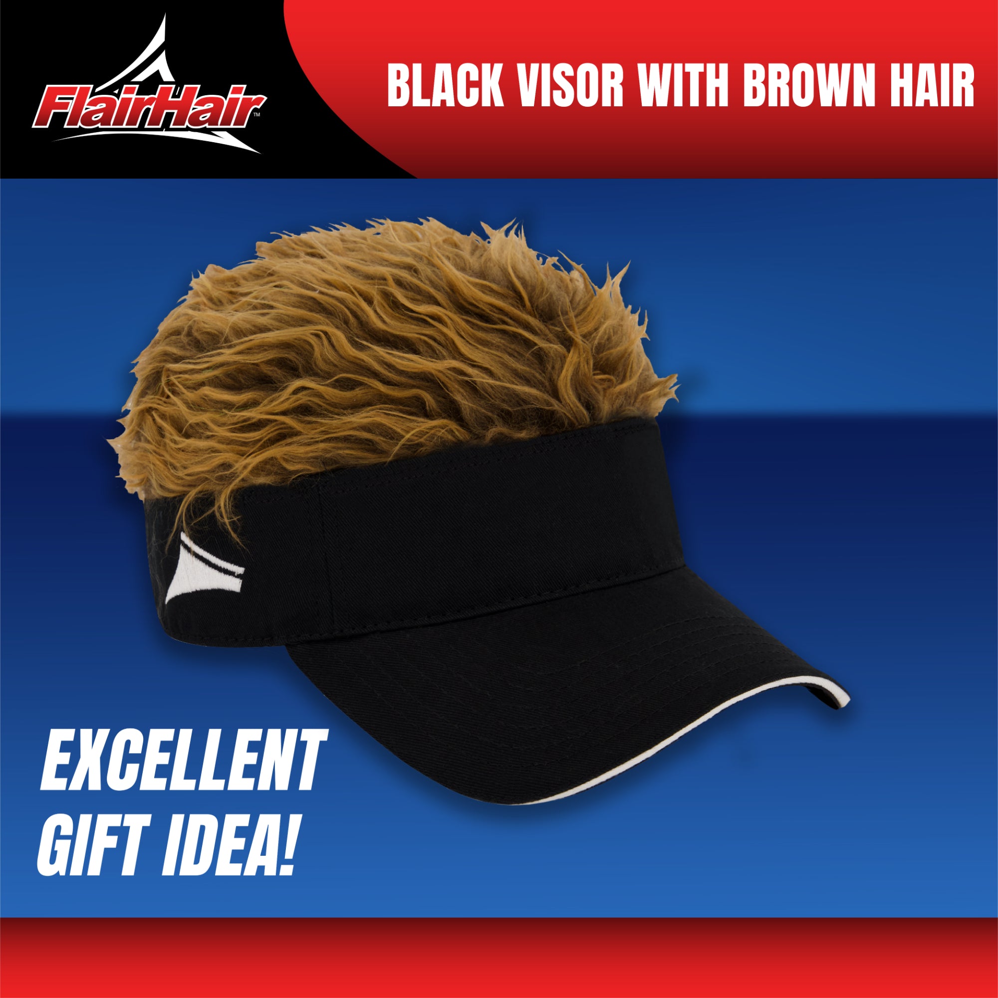 Flair Hair Women's Sun Visor Cap with Fake Hair, Adjustable Baseball Hat