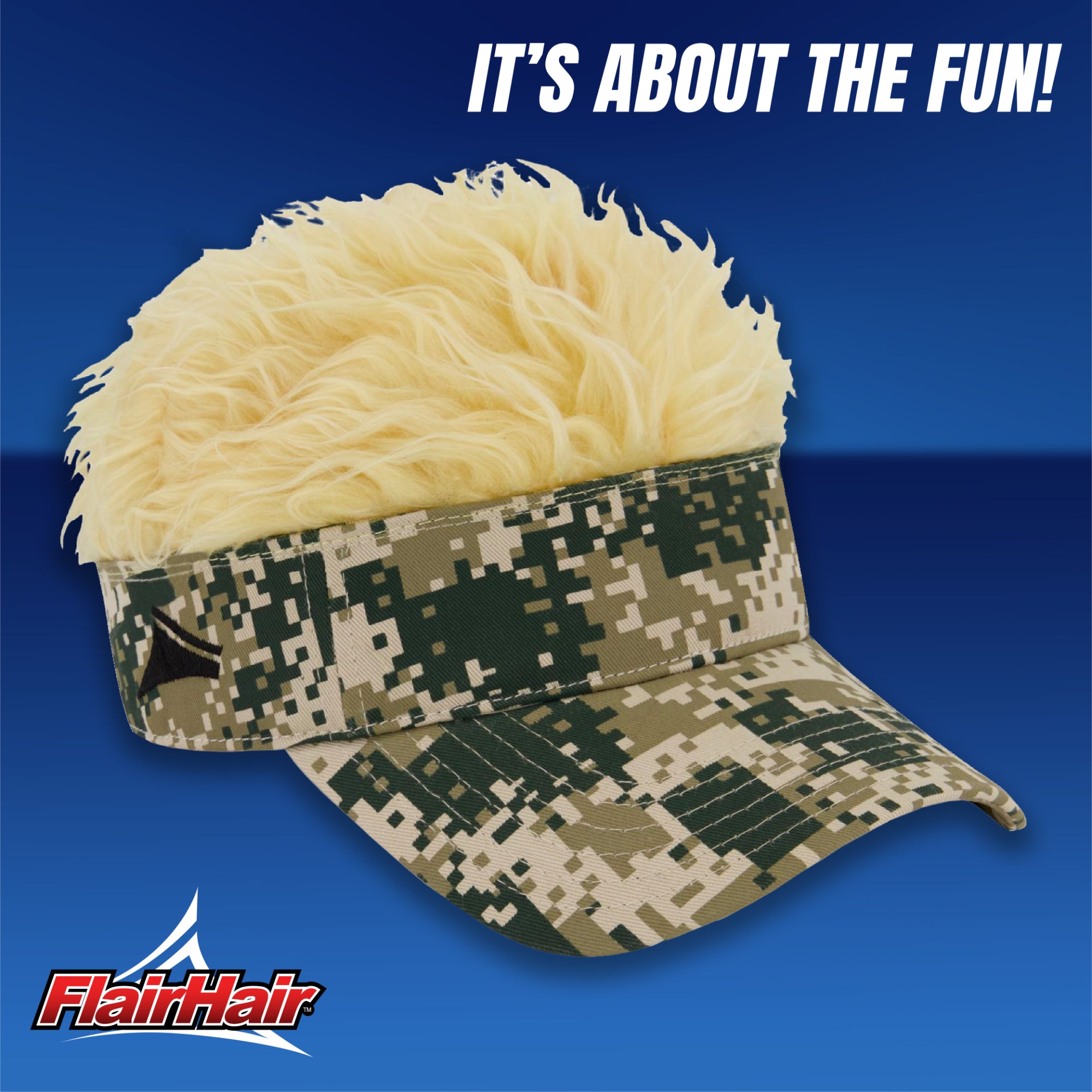 Flair Hair Women's Sun Visor Cap with Fake Hair, Adjustable Baseball Hat