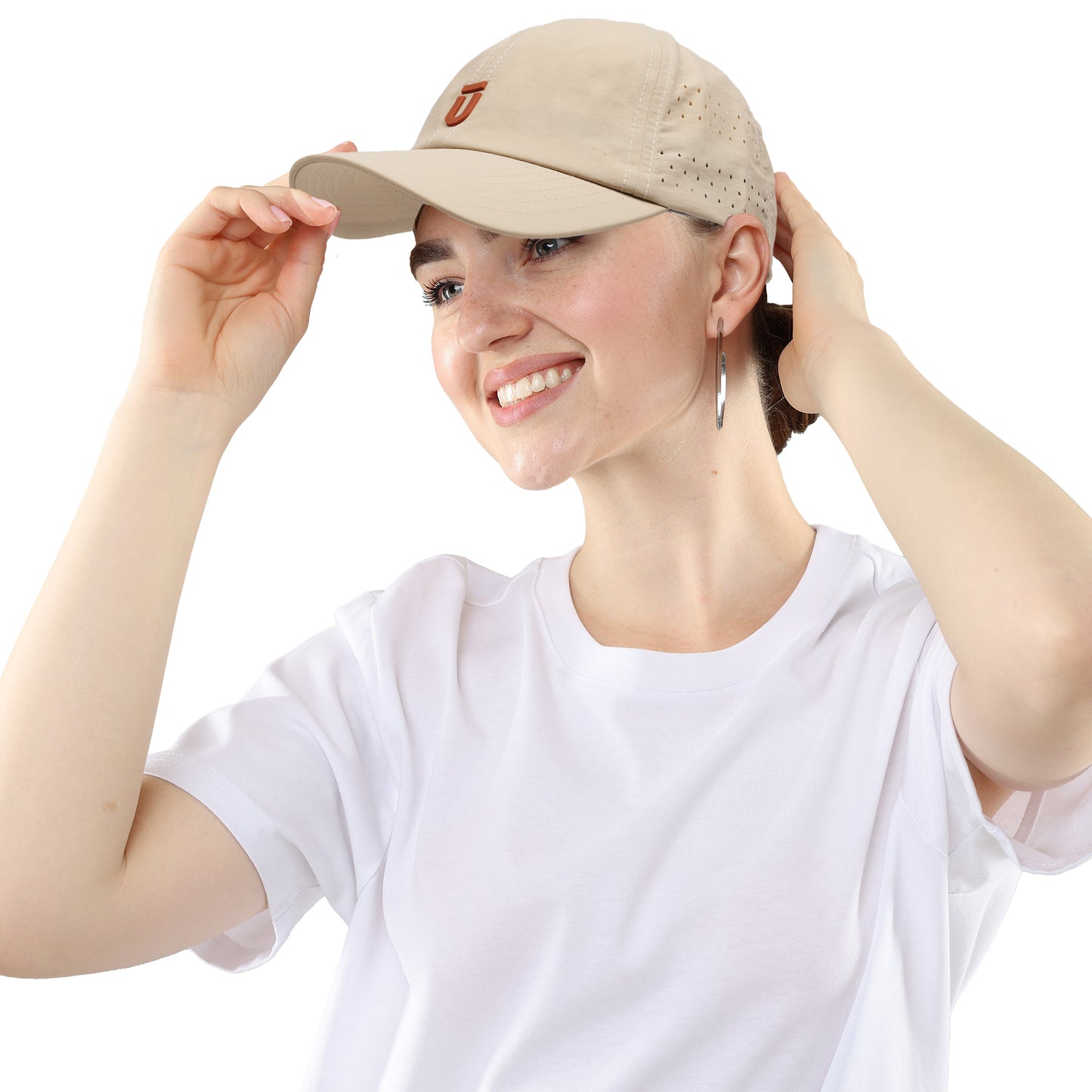 FŪL Perforated Stripe Nylon Cap with 3D Rubber Logo and Elastic Logo Backstrap