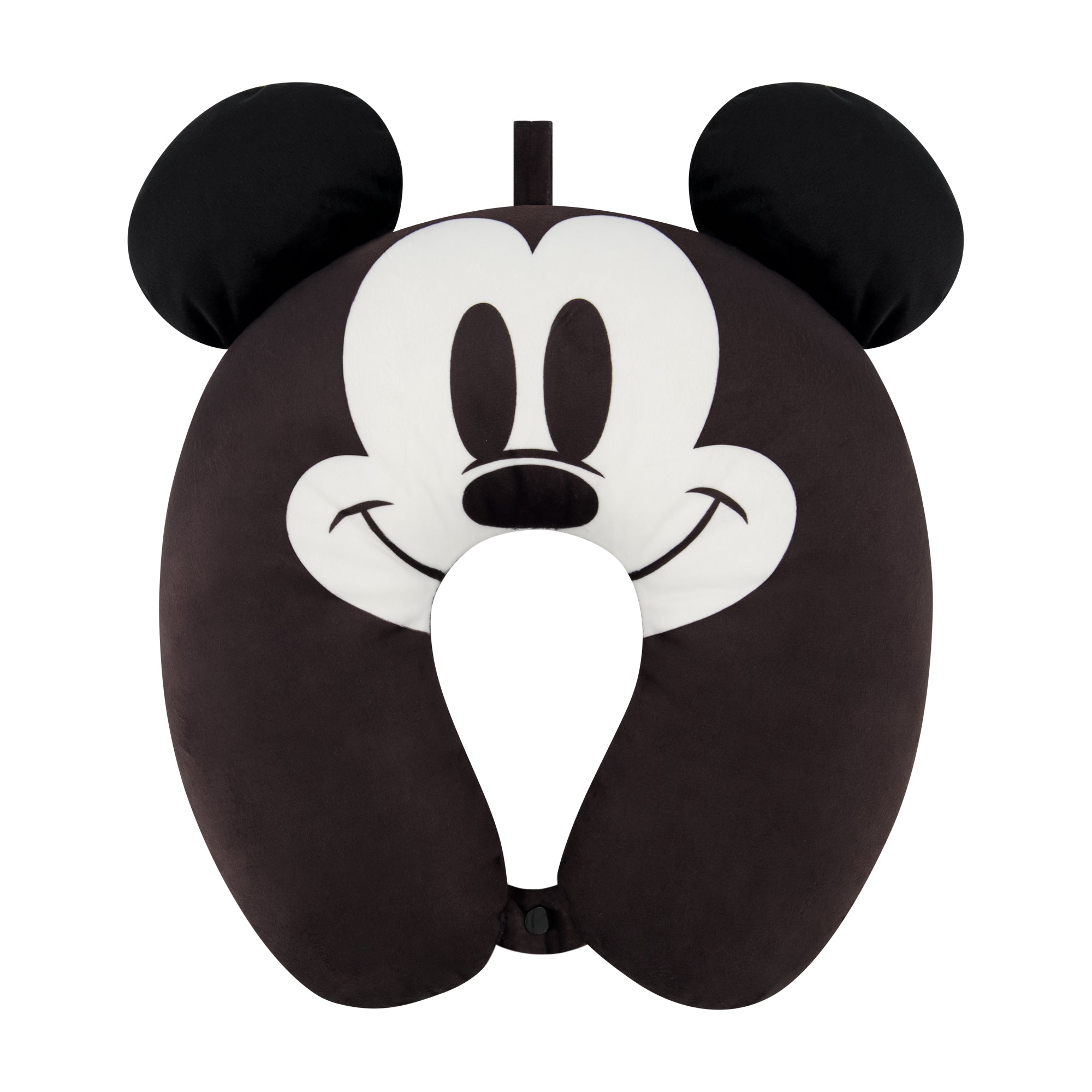 Disney Mickey Mouse Neck Pillow, Travel Accessories with 3D Ears for Airplane, Car and Office, Comfortable and Breathable, Black