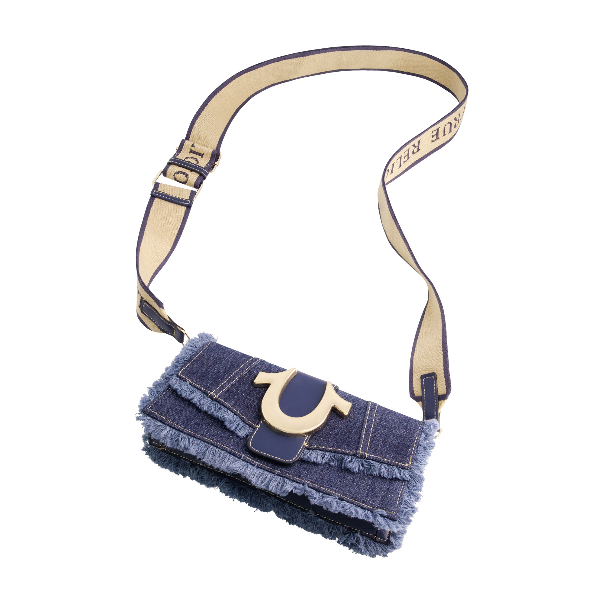 True Religion Frayed Denim Flap, Denim
