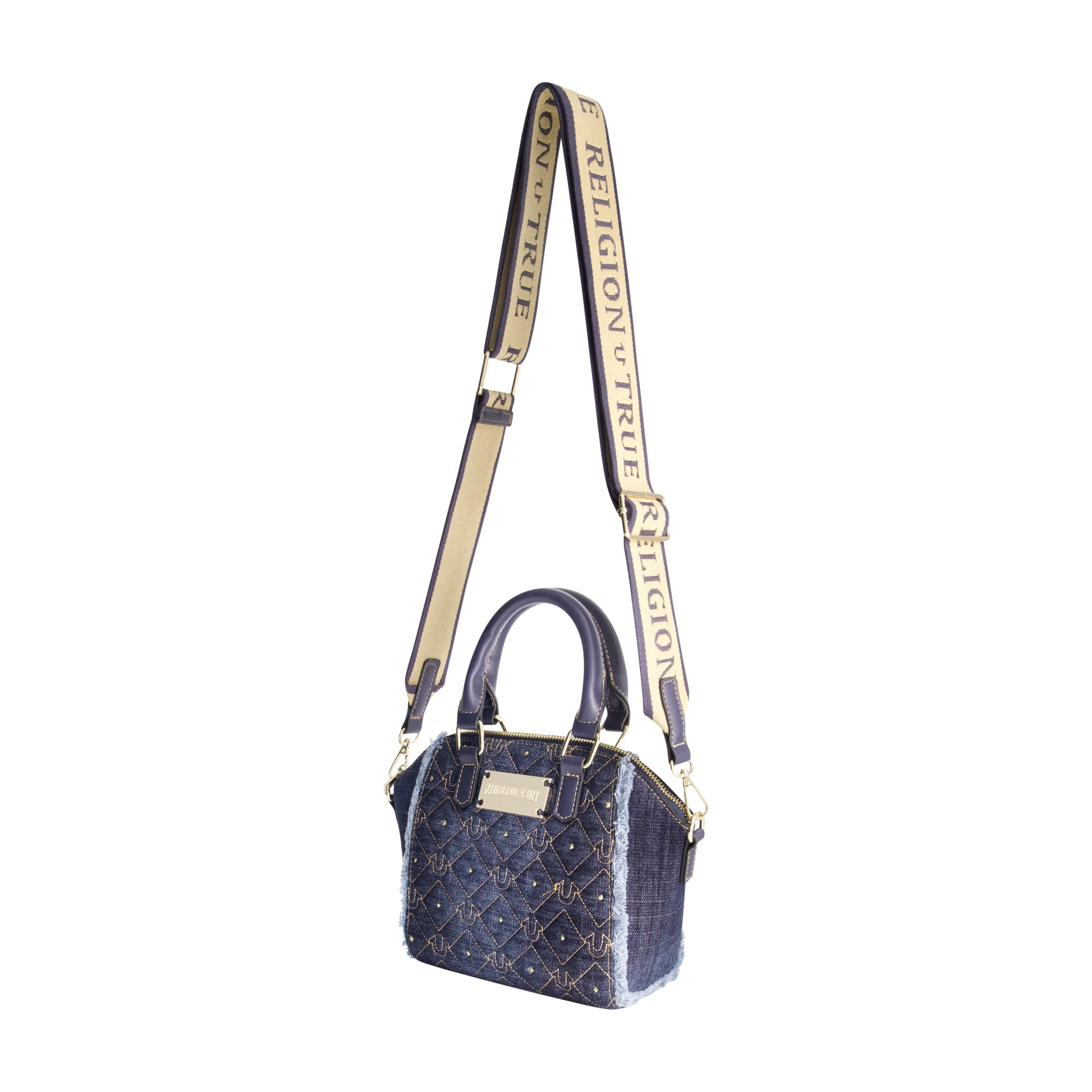 True Religion Frayed Denim Mini Satchel