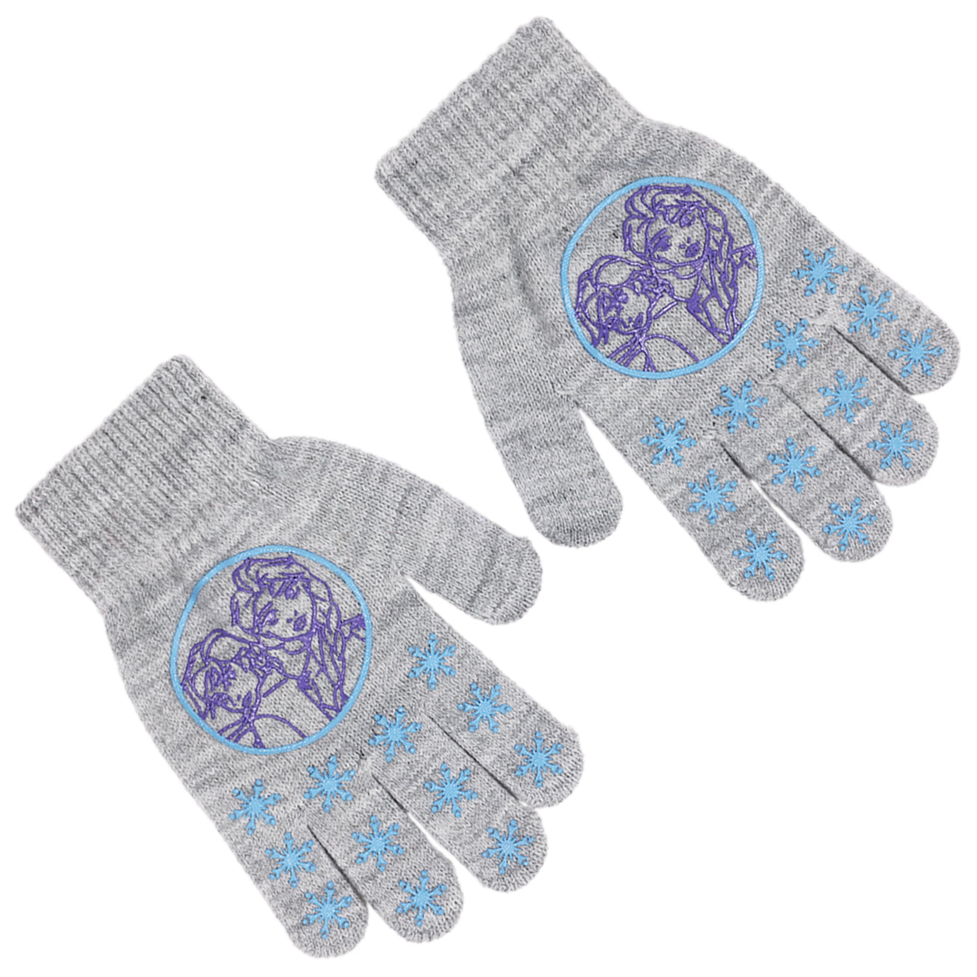 Disney Frozen Anna and Elsa Girls 4-Pack Winter Gloves, Soft Knit Cold Weather Glove Set for Kids, Size 4-7 Years, White/Purple