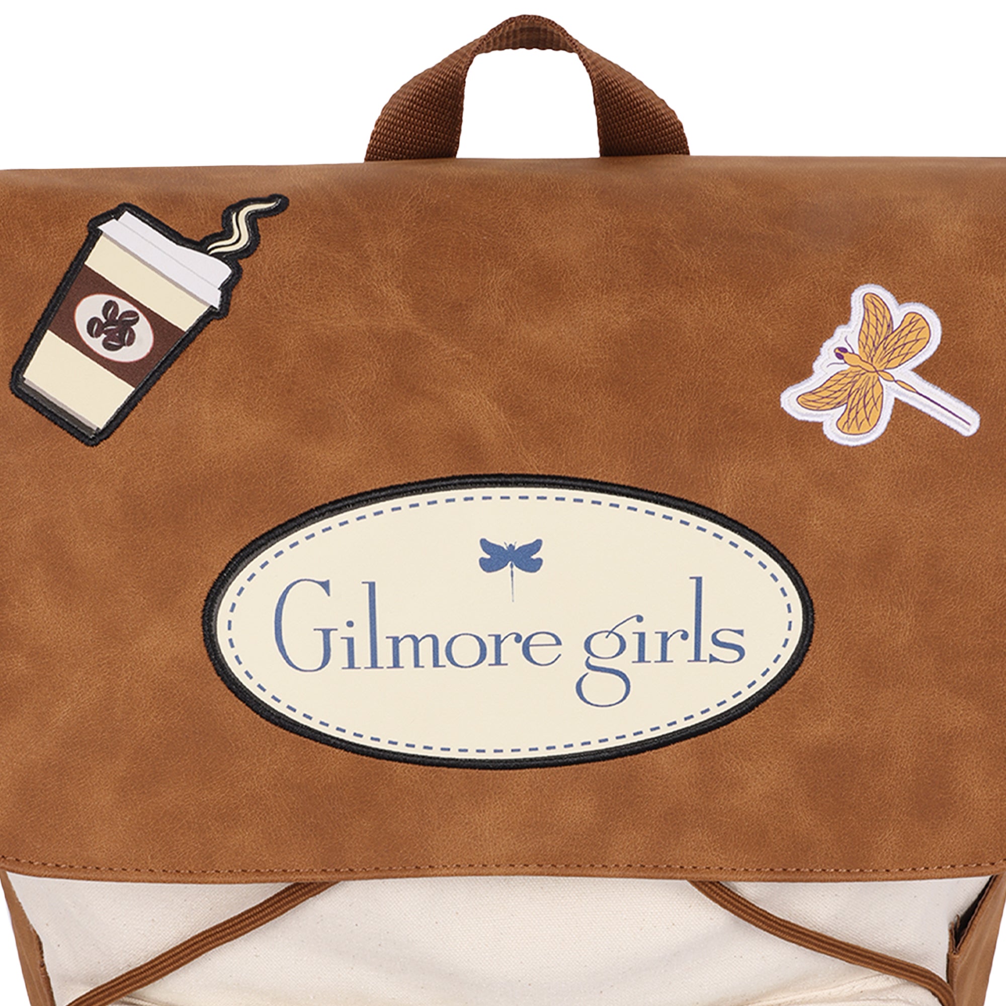 Gilmore Girls Stars Hollow Canvas Backpack with Faux Leather Trim, Laptop Sleeve & Charm Keychain
