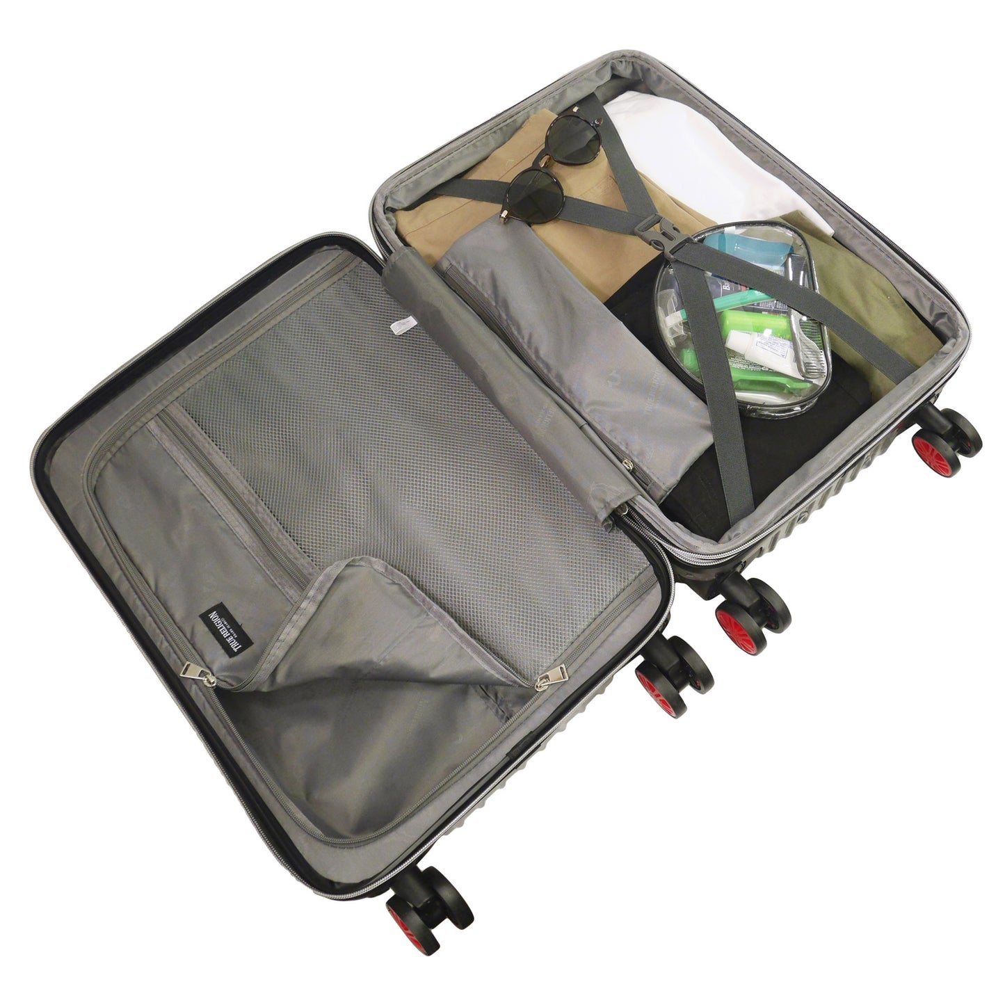 True Religion 22.5" Hardcase Checkered carry-on with big logo, BLACK