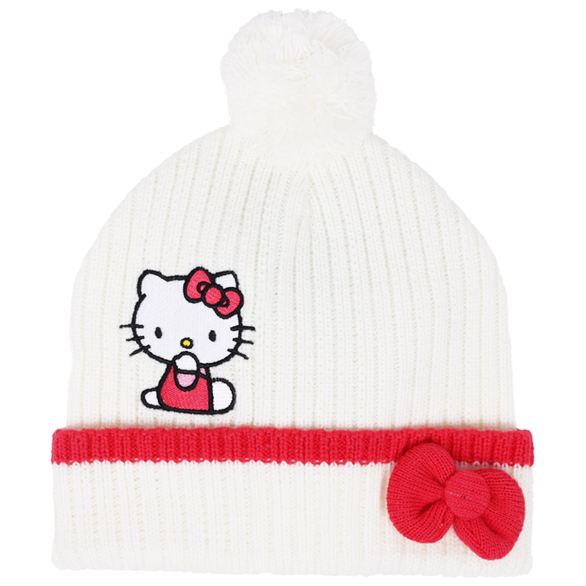 Sanrio Hello Kitty Pattern Scarf and 3D Bow Beanie Set
