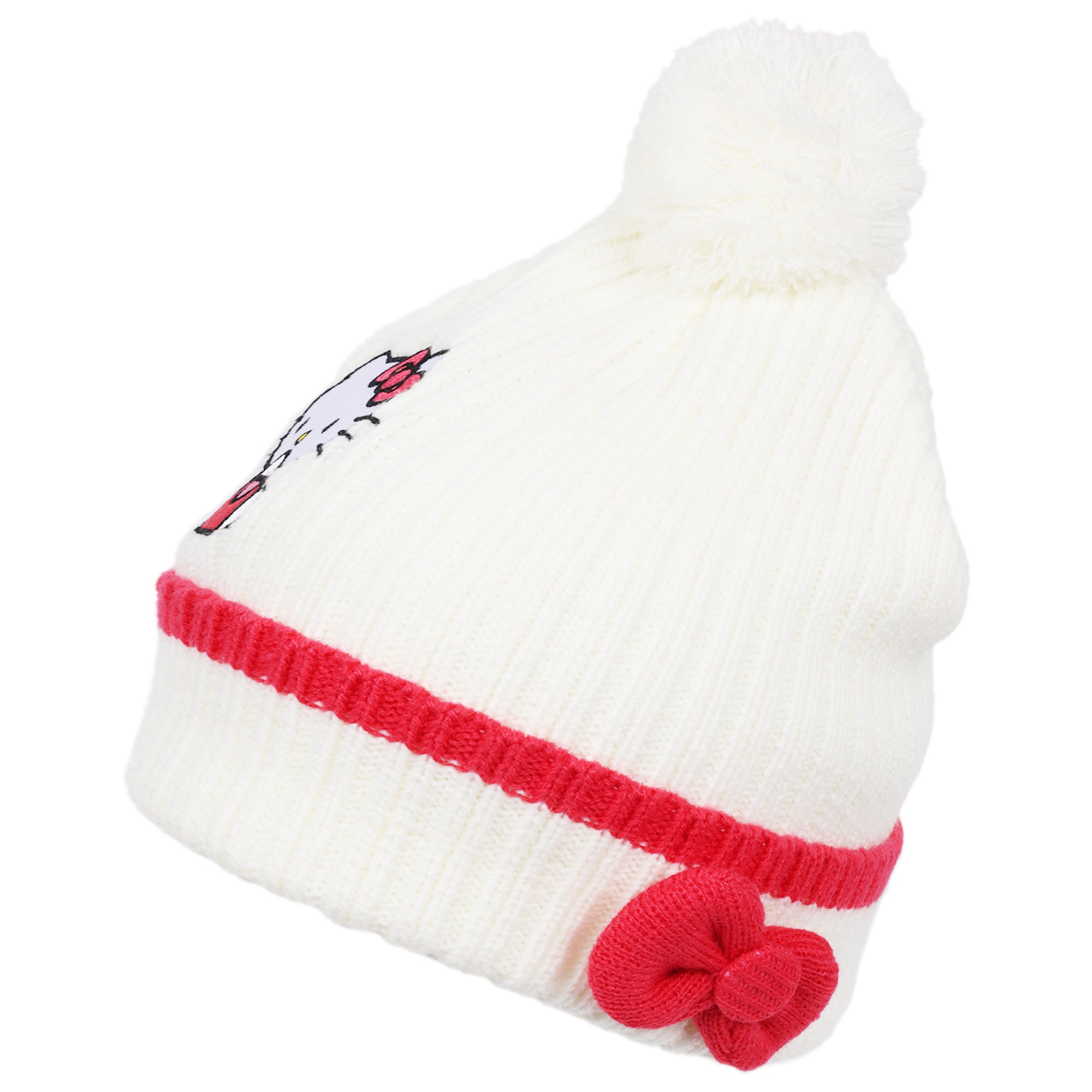 Sanrio Hello Kitty Pattern Scarf and 3D Bow Beanie Set