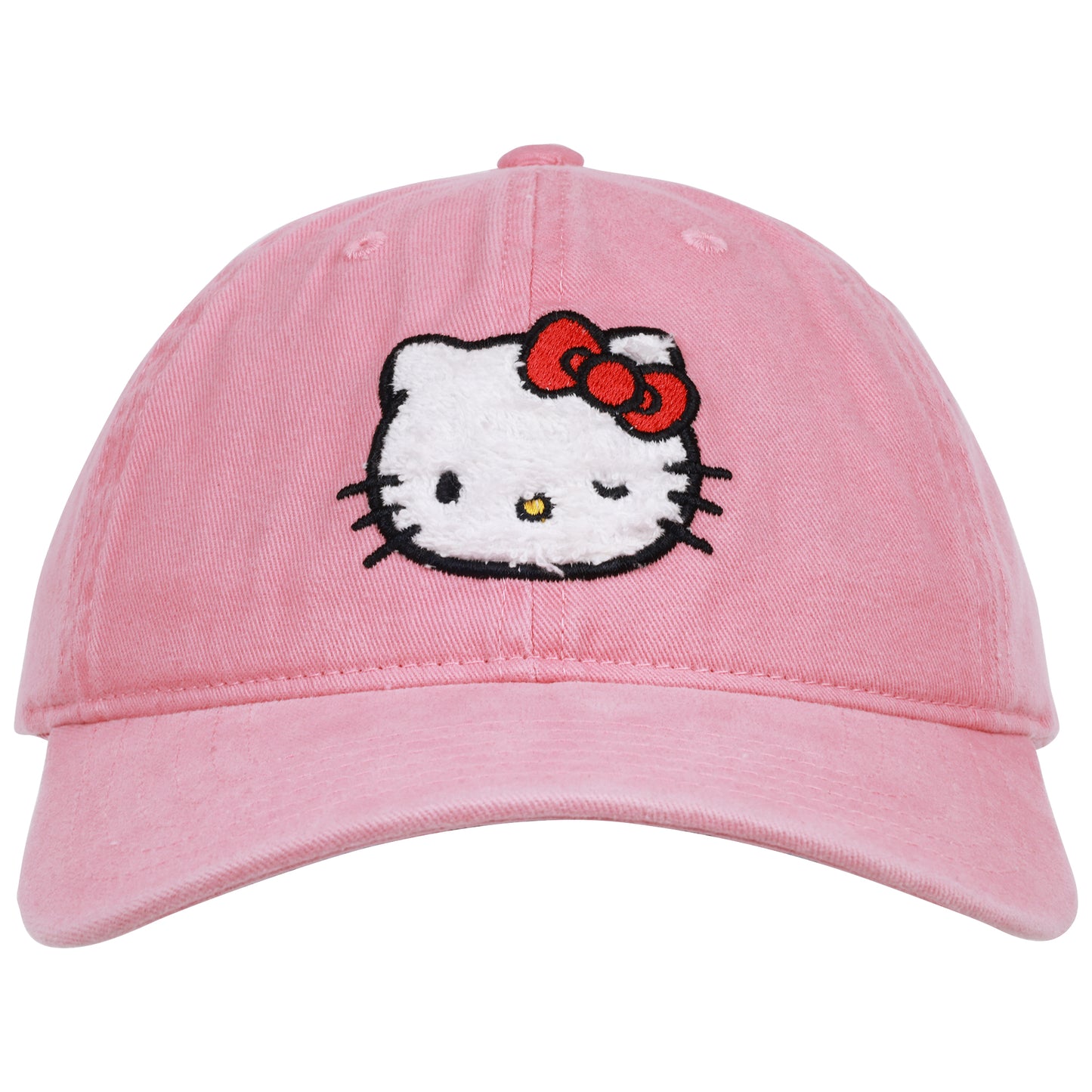 Concept One Hello Kitty Baseball Cap, Adjustable Cotton Dad Hat with Curved Brim, Chenille Patch
