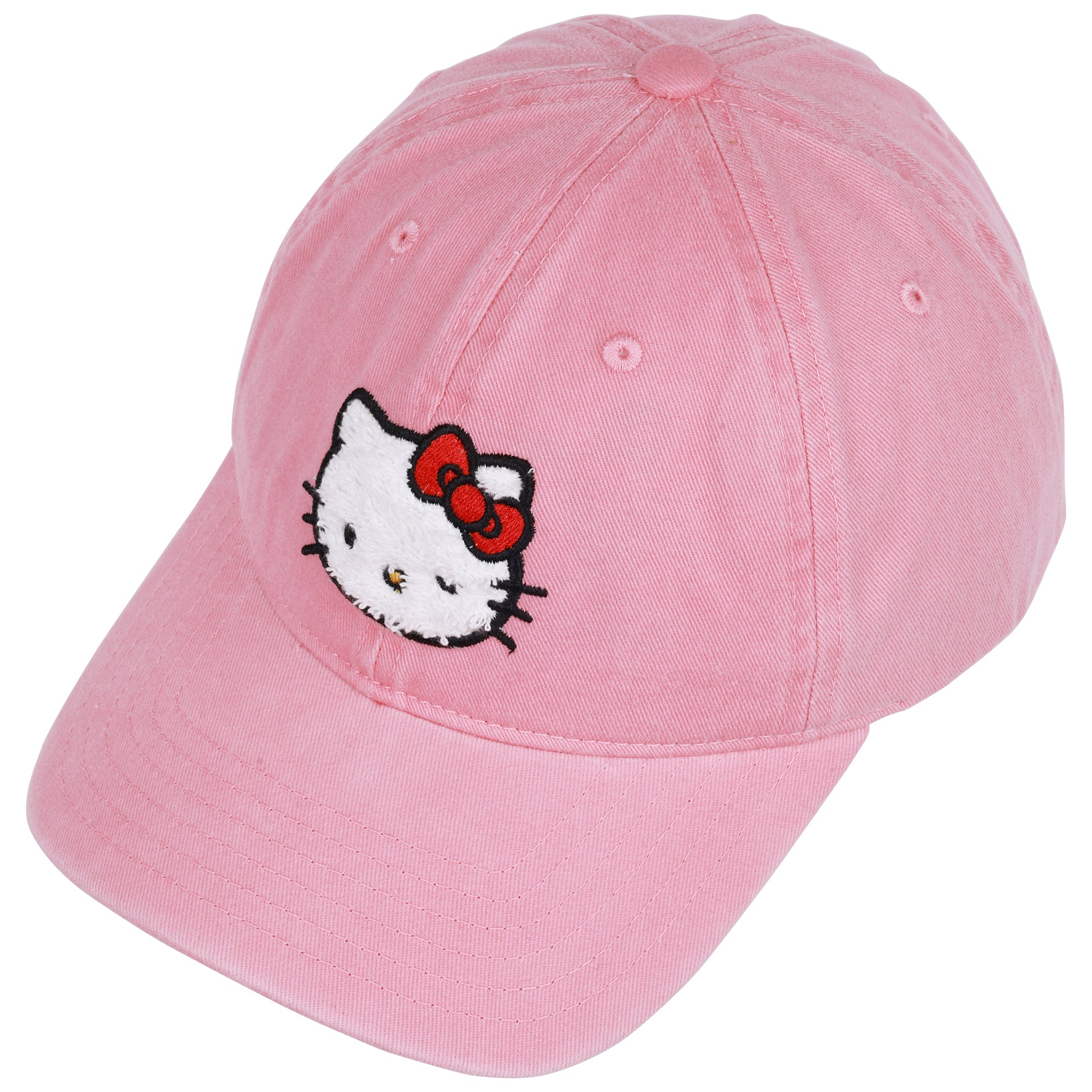 Concept One Hello Kitty Baseball Cap, Adjustable Cotton Dad Hat with Curved Brim, Chenille Patch