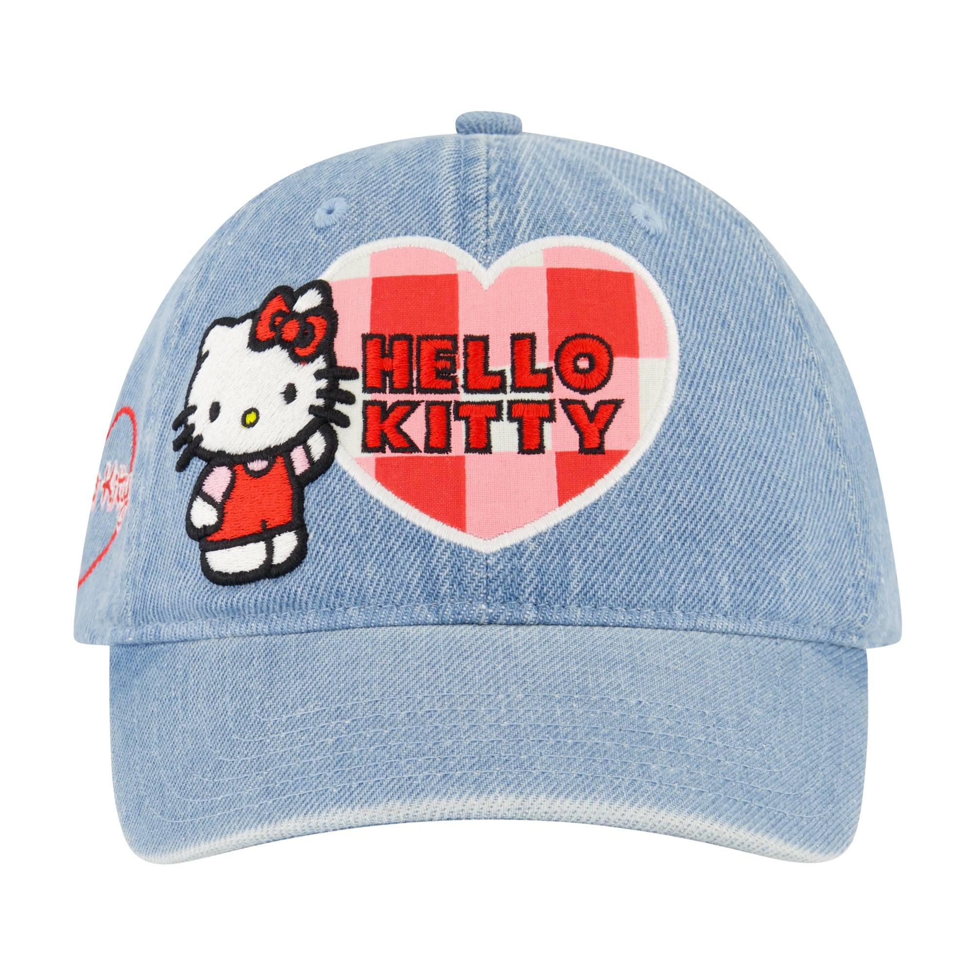 Hello Kitty Baseball Cap, Adult Bow Tie Hat with Curved Brim, Denim, One Size