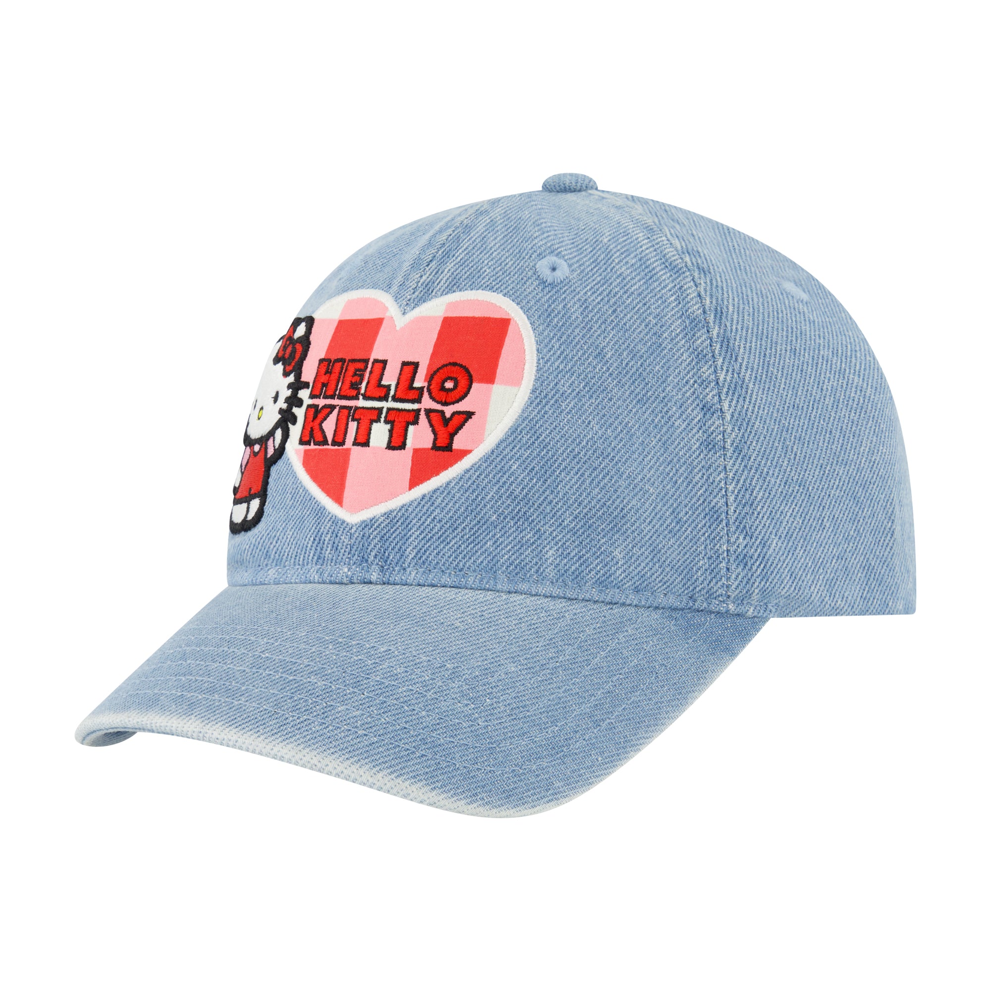 Hello Kitty Baseball Cap, Adult Bow Tie Hat with Curved Brim, Denim, One Size