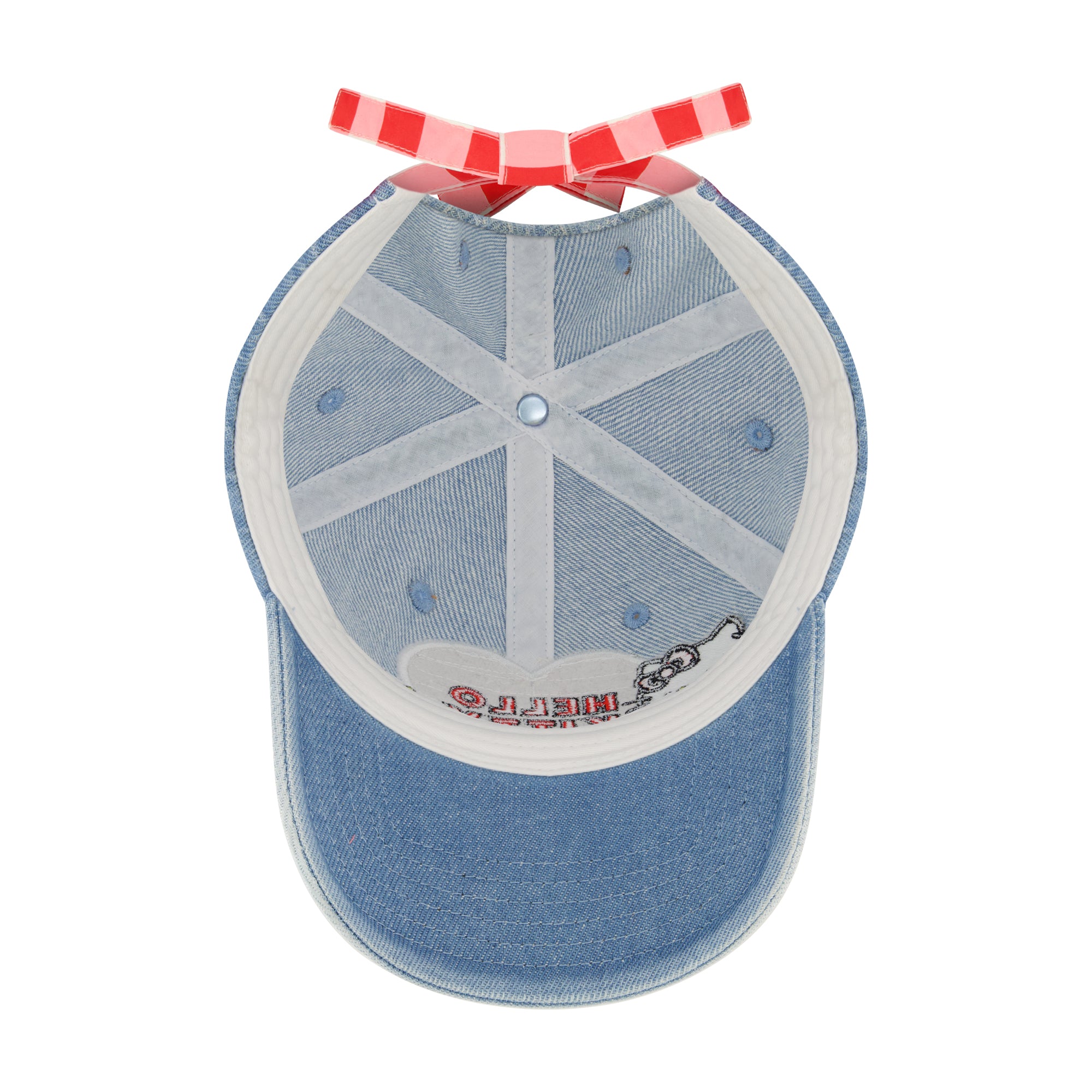 Hello Kitty Baseball Cap, Adult Bow Tie Hat with Curved Brim, Denim, One Size