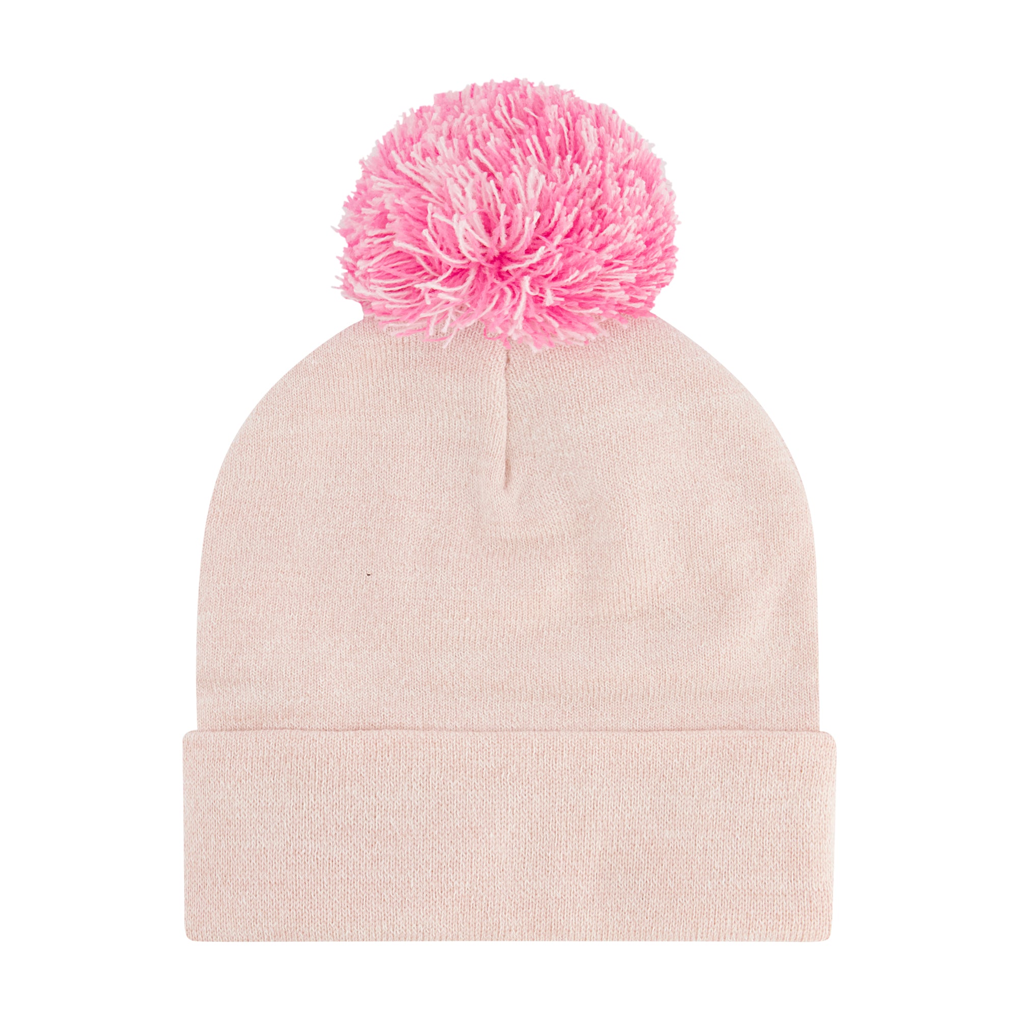 Hello Kitty Beanie Hat and Gloves Set, Girls Cuffed Marled Winter Knit Cap with Pom and Matching Mittens, Pink, One Size