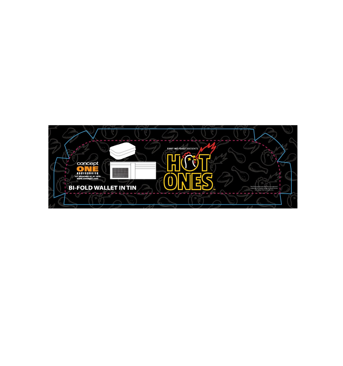 HOT ONES LOGO Bifold Wallet, Slim Wallet with Decorative Tin Unisex