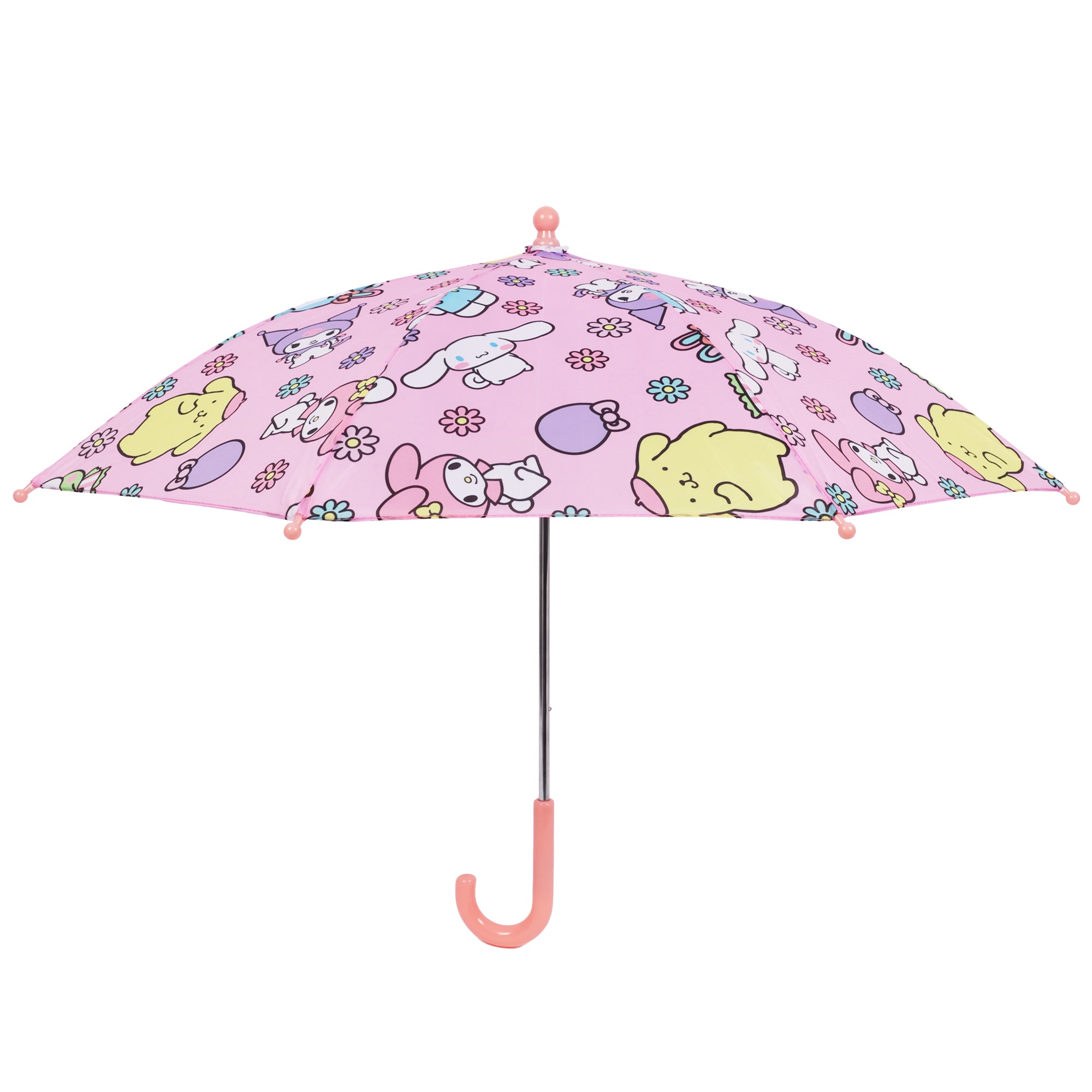 SANRIO Hello Kitty & Friends Kids Umbrella – 31” Arc Pink Umbrella with My Melody, Kuromi, Keroppi & Cinnamoroll (8 Panel)