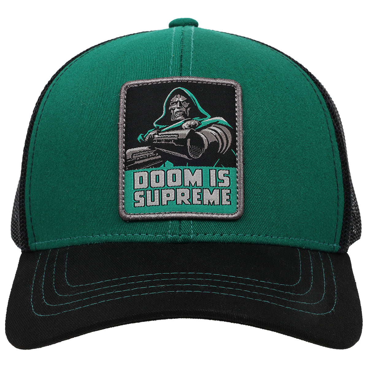 Marvel Doctor Doom “Doom Is Supreme” Trucker Hat – Green & Black