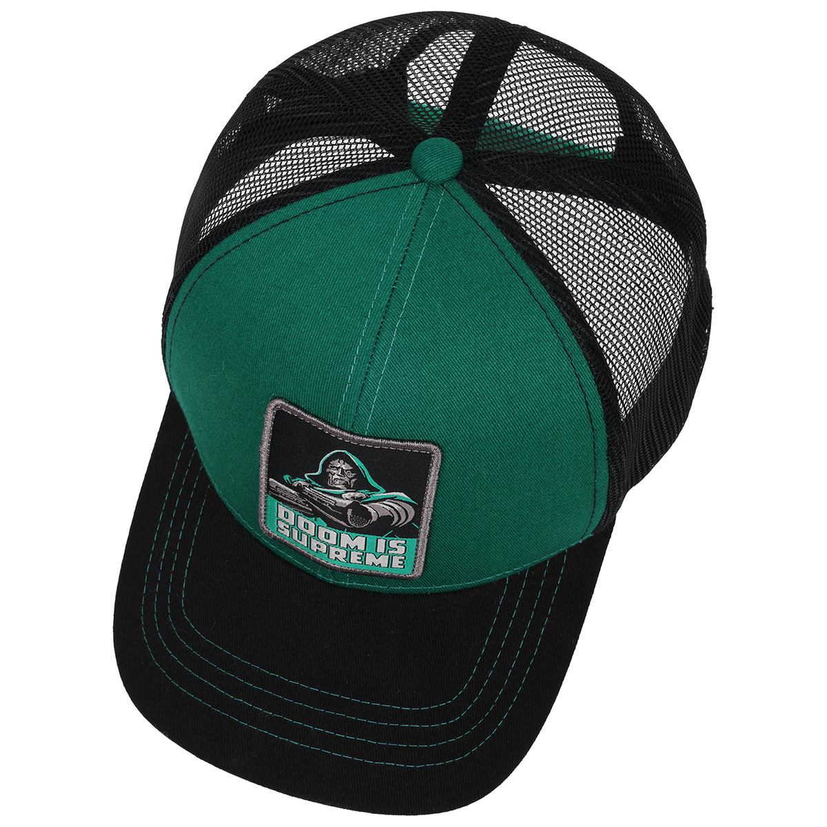 Marvel Doctor Doom “Doom Is Supreme” Trucker Hat – Green & Black