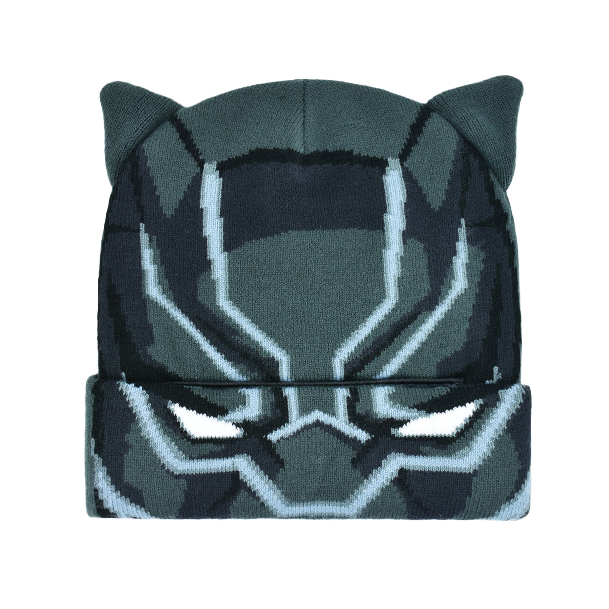 Marvel Black Panther Roll Down Cuff Beanie Hat, Black, One Size