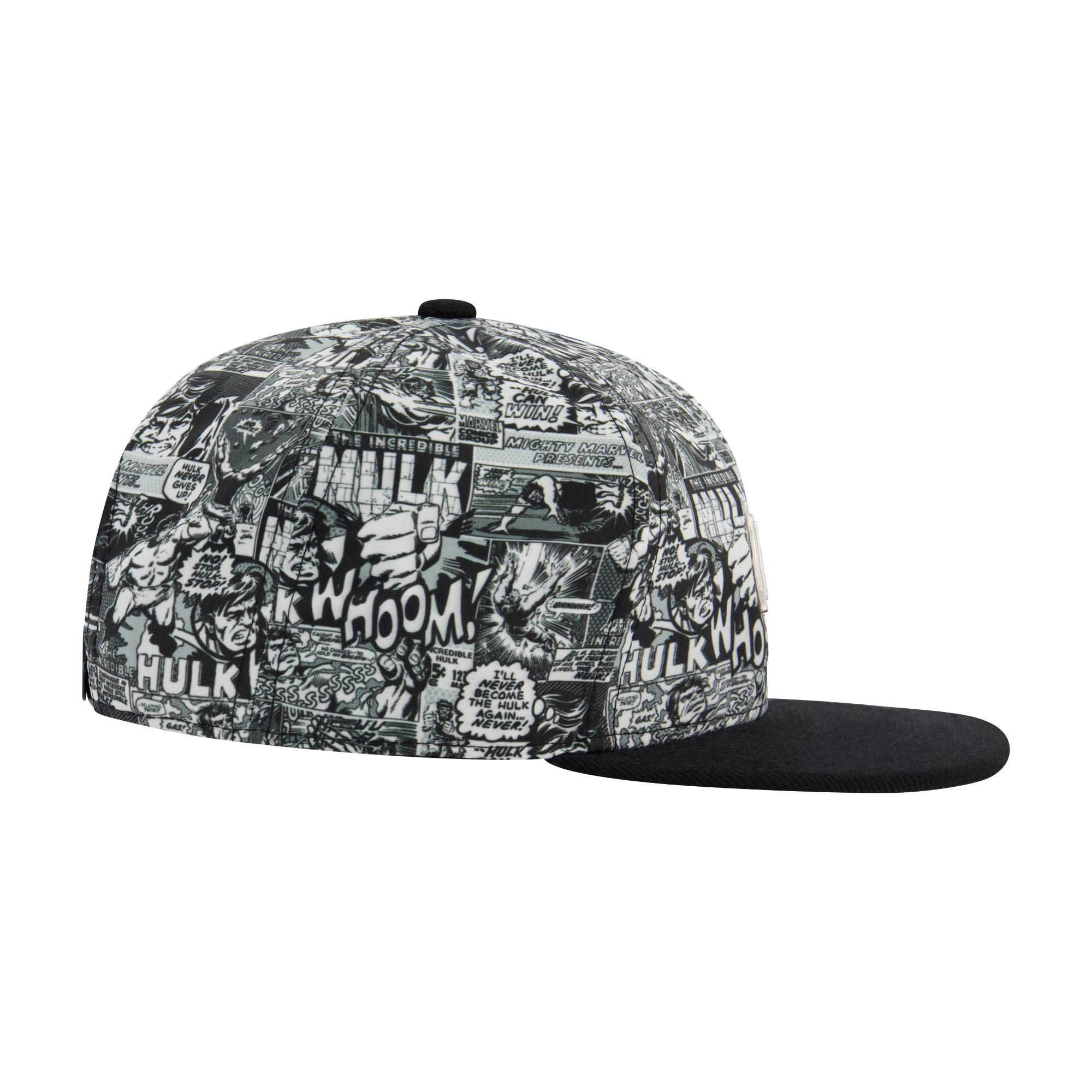 Marvel Hulk Comic Print Baseball Cap with Metal Logo Badge – Adjustable Snapback