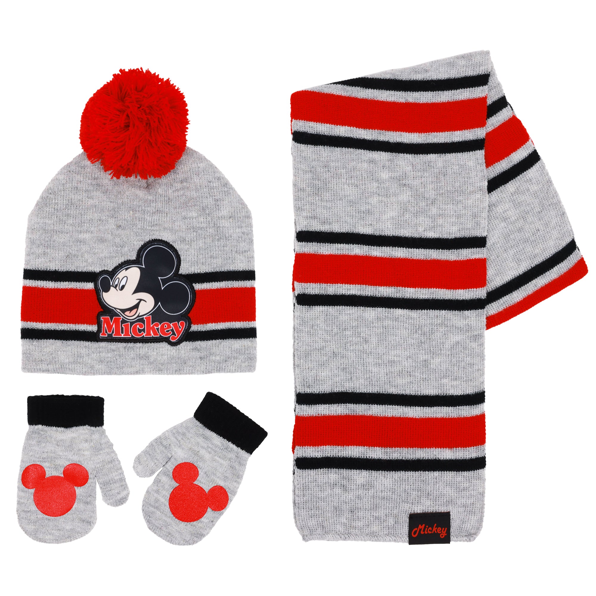 Disney Mickey Mouse Boys’ Toddler Winter Hat, Scarf & Mittens Set – 3-Piece Knit Cold Weather Accessory Set (Ages 2–4)
