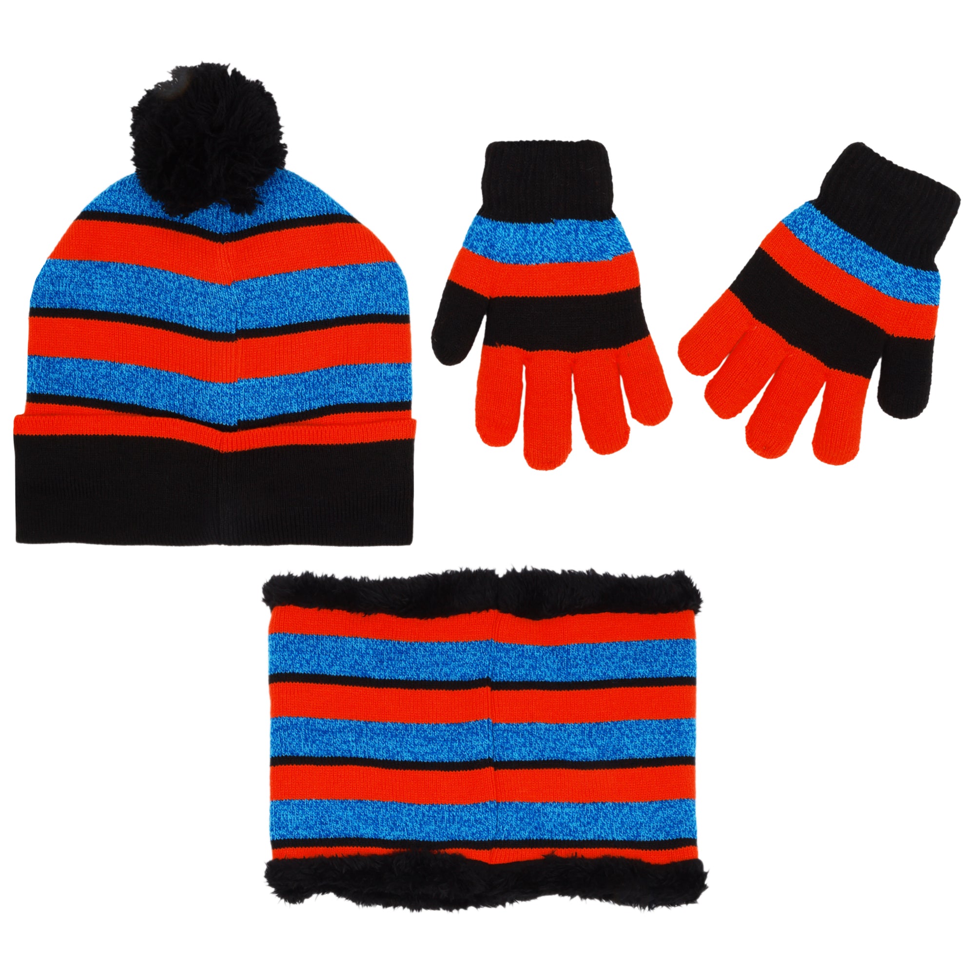 Disney Mickey Mouse Boys’ Winter Hat, Scarf & Gloves Set – 3-Piece Fleece-Lined Knit Cold Weather Set (Ages 4–7)