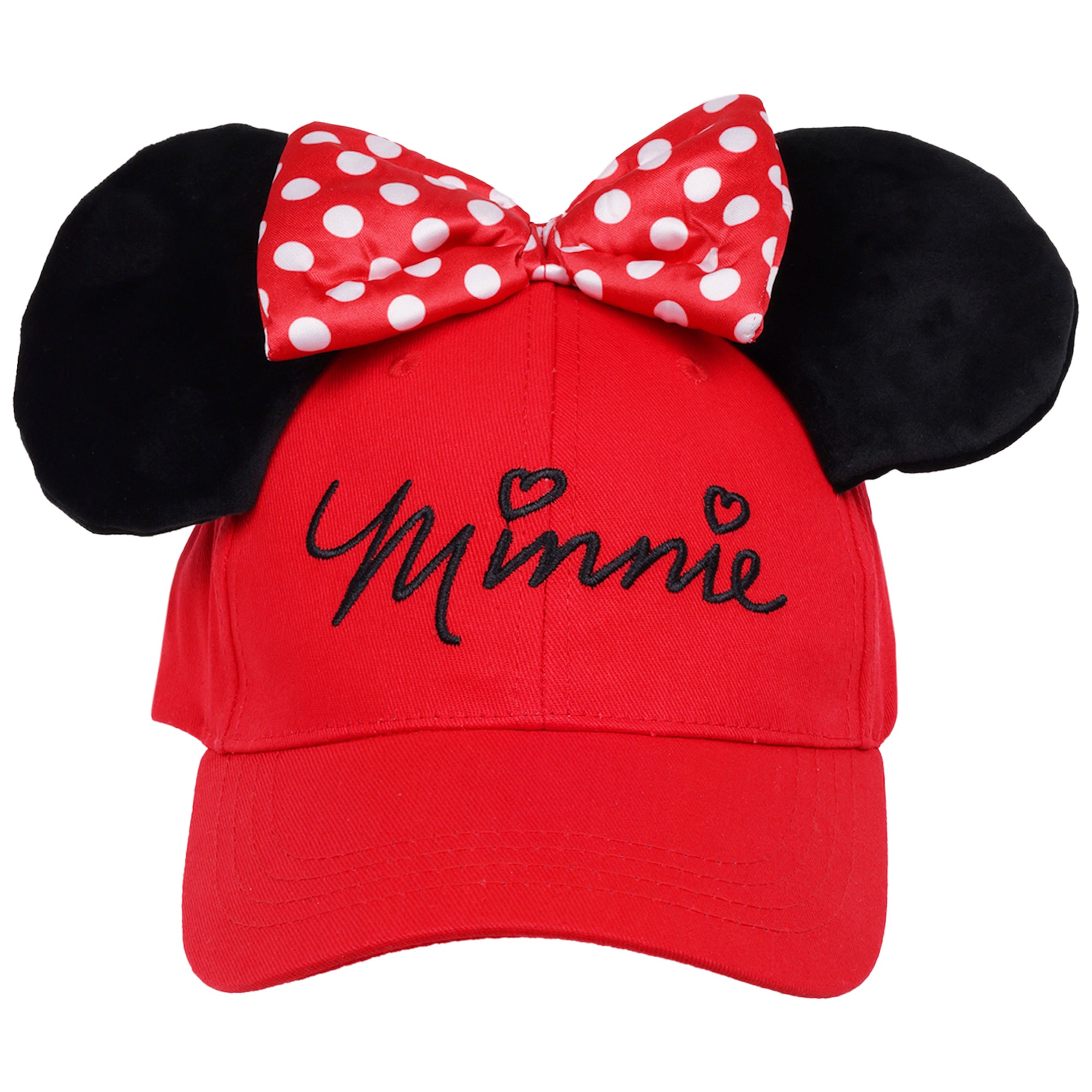 Disney Minnie Mouse 3D Bow Baseball Hat with Ears -Red