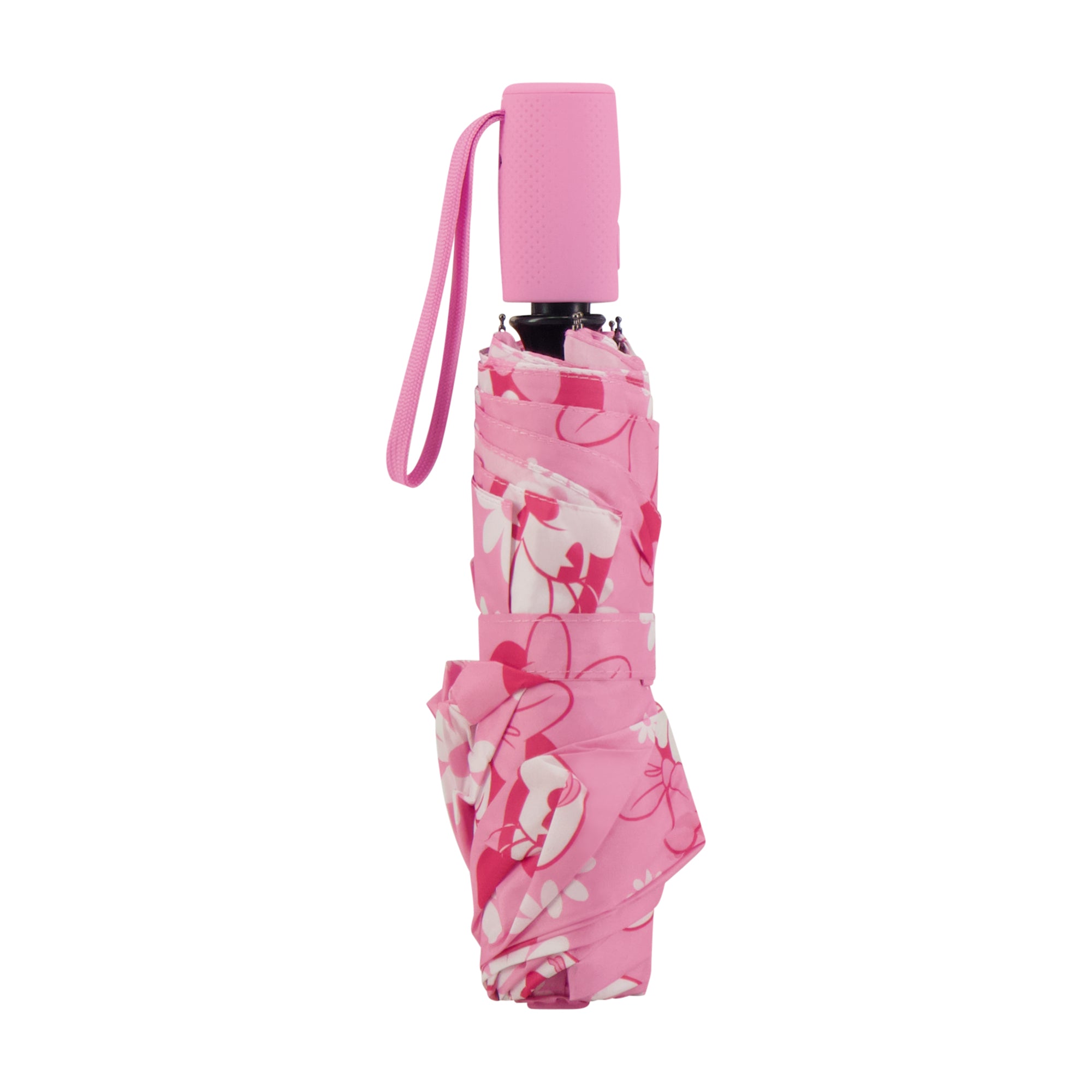 Disney Minnie Mouse All-Pink Floral Umbrella, 39 Inch Arc, Pink – Compact, Lightweight & Travel-Friendly