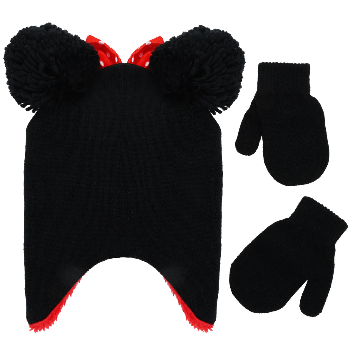 Disney girls Disney Toddler Hat, Kids Gloves Toddlers Mittens,minnie Mouse Baby Beanie for Boy Girl ag Winter Accessory Set, Red, 2-4T