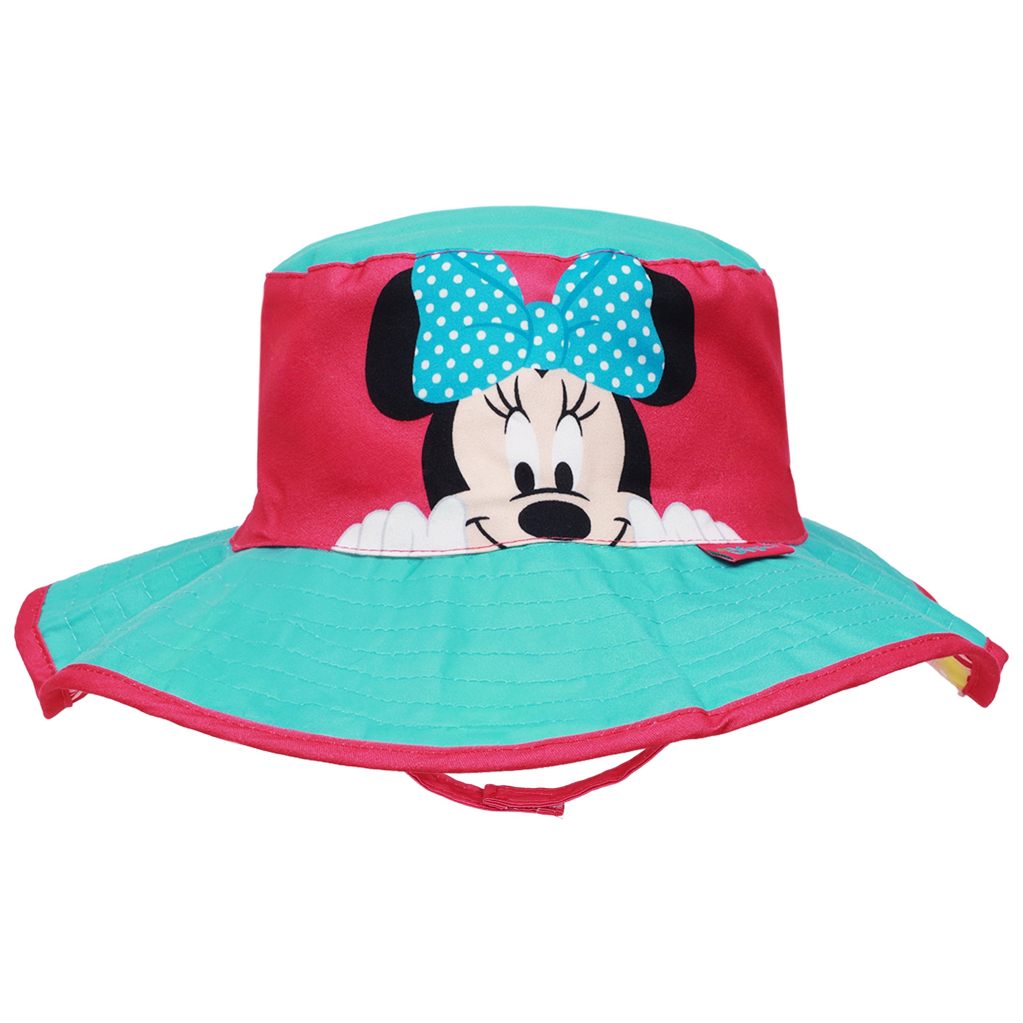 Disney Minnie Mouse Girls’ Wide Brim Sun Hat – Kids Bucket Hat with Chin Strap (Ages 7–8)