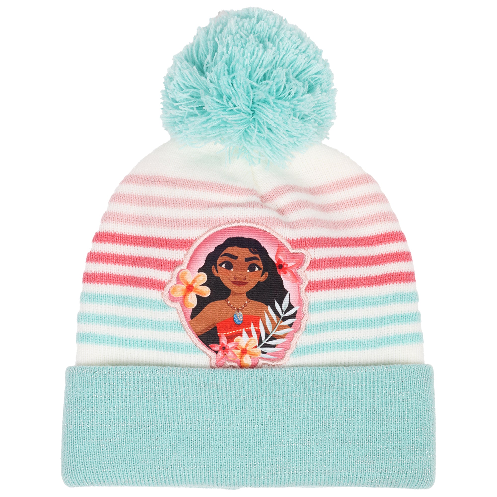 Disney Moana Girls Beanie & Mittens Set – Pom Pom Knit Winter Hat – Cold Weather Accessory Set for Girls Ages 2–4