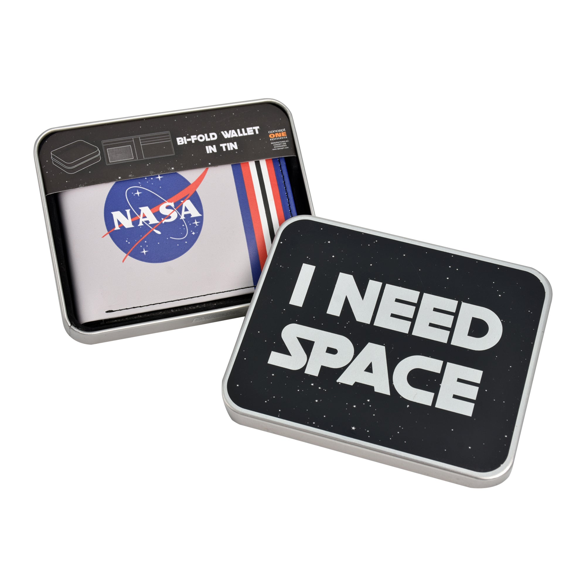 NASA LOGO Bifold Wallet in a Decorative Tin Case Multi ,Unisex