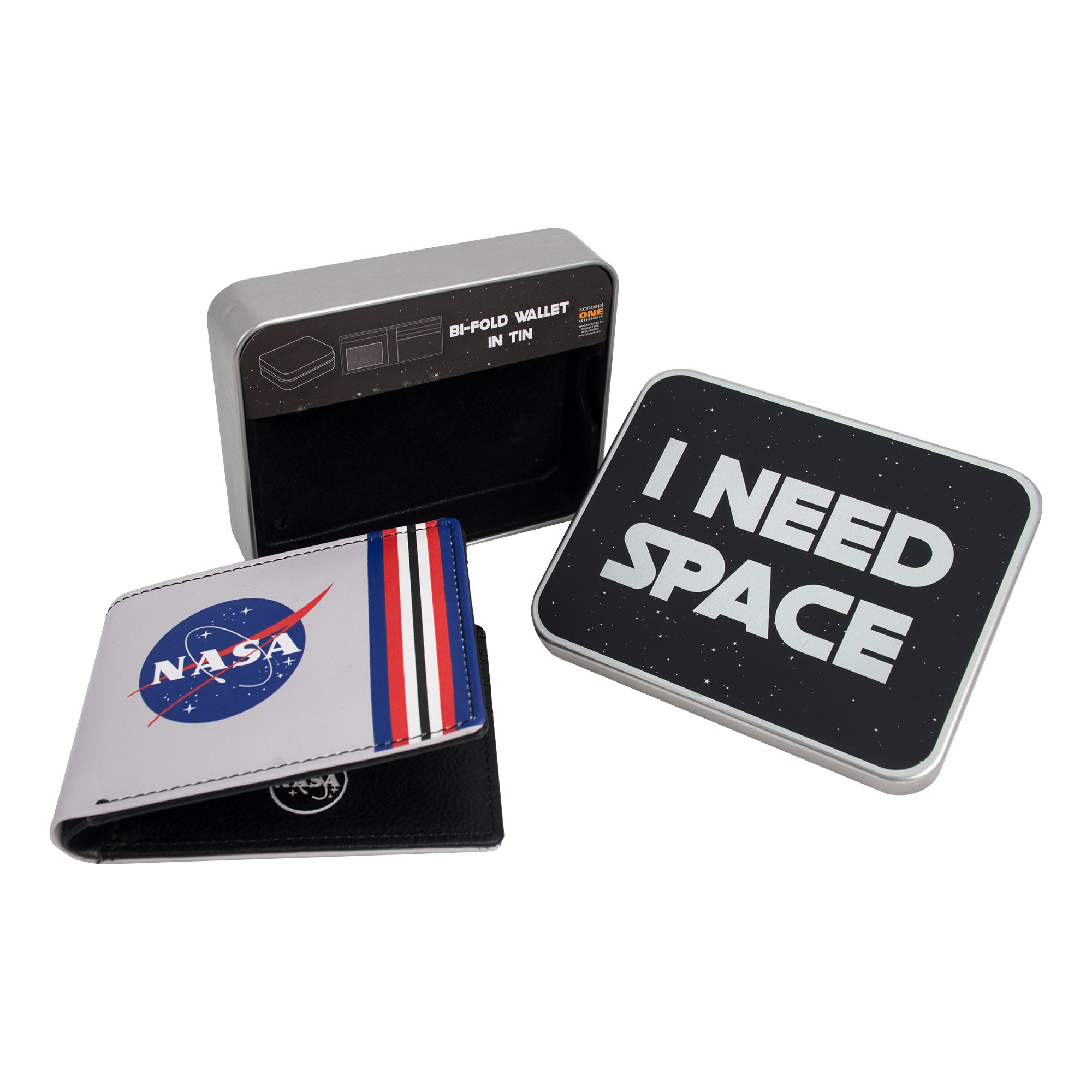 NASA LOGO Bifold Wallet in a Decorative Tin Case Multi ,Unisex